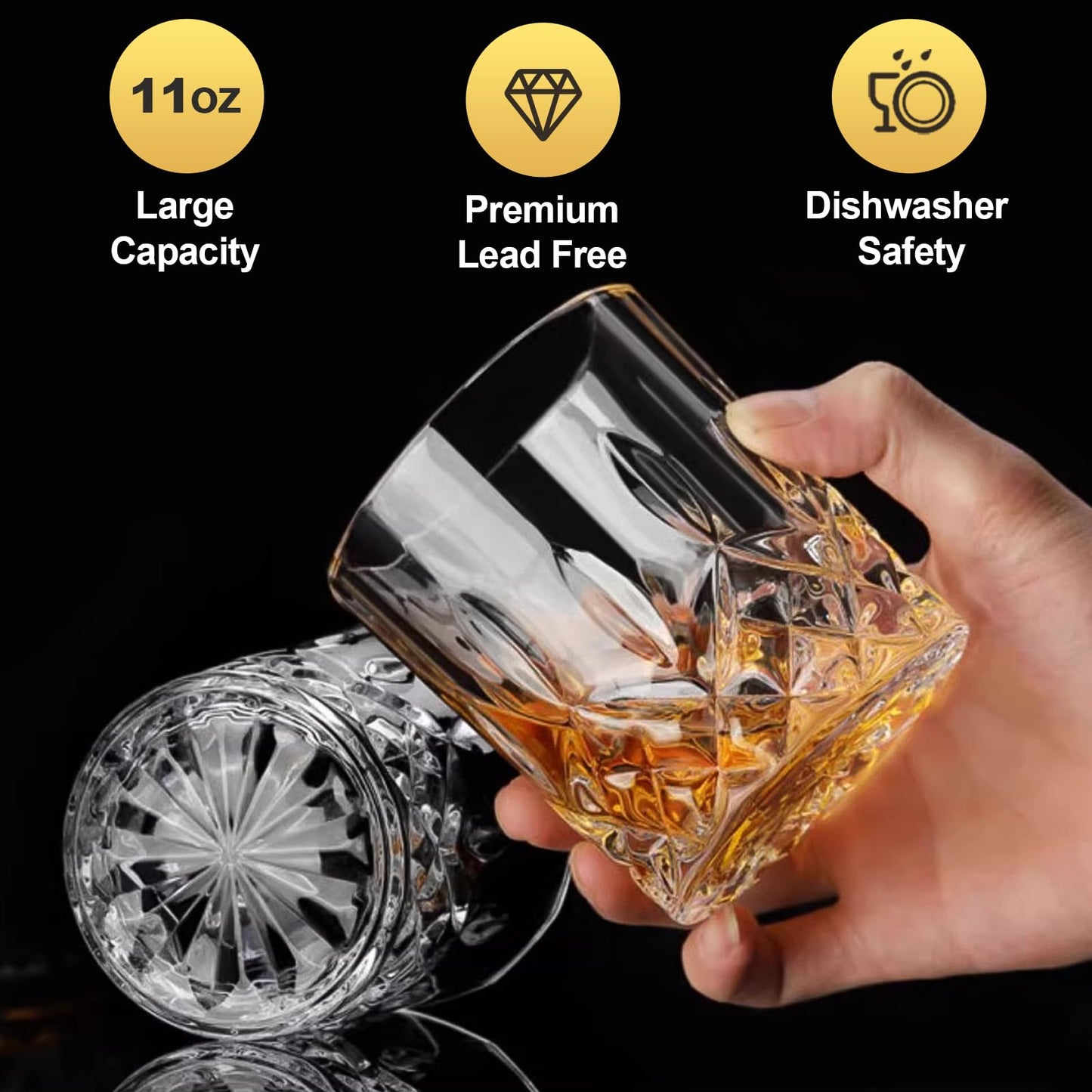 Triplorare Whiskey Glasses - Premium Set of 24 Elegant and Clear Tumbler Glasses for Whisky, Scotch, and Bourbon - Barware Glassware