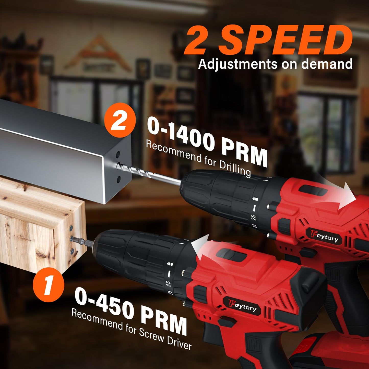 21V Cordless Drill,Electric Screwdriver Set,45Nm Cordless Combi Drill with 29PCS Accessories, 2 Variable Speed 25+1 Torque Setting, Trigger-Activated LED for Home DIY Project Kit