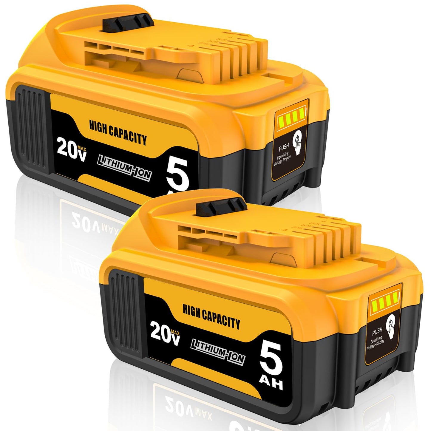 2Packs Compatible with Dewalt 20V MAX Battery 5.0Ah Lithium Replacement for DCB200 DCB201 DCB203 DCB204 DCB206 DCB208 Cordless Power Tools & Chargers DCB112 DCB115