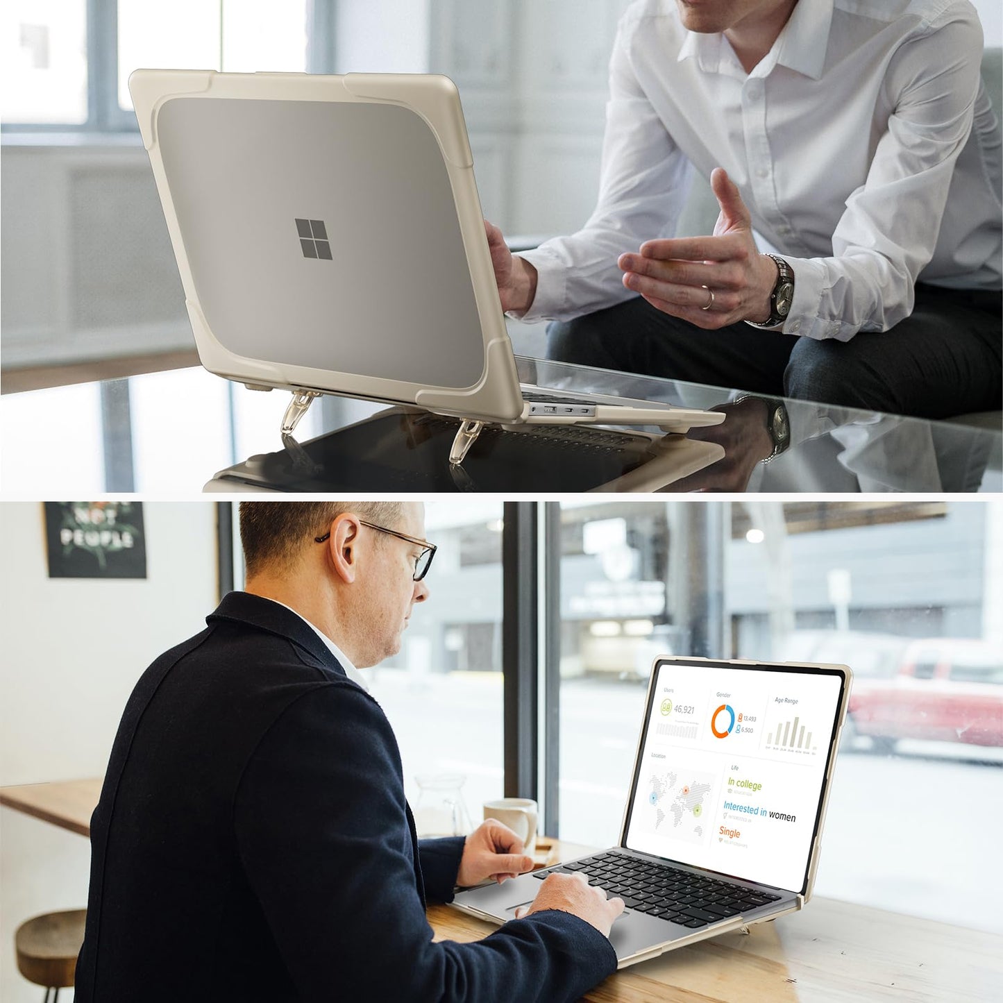 Batianda Heavy Duty Case for 13.8 inch Microsoft Surface Laptop 2024 (7th Edition) with Fold Kickstand Includes Keyboard Cover Screen Protector - Shockproof Stylish & Durable Protective Cover, Khaki