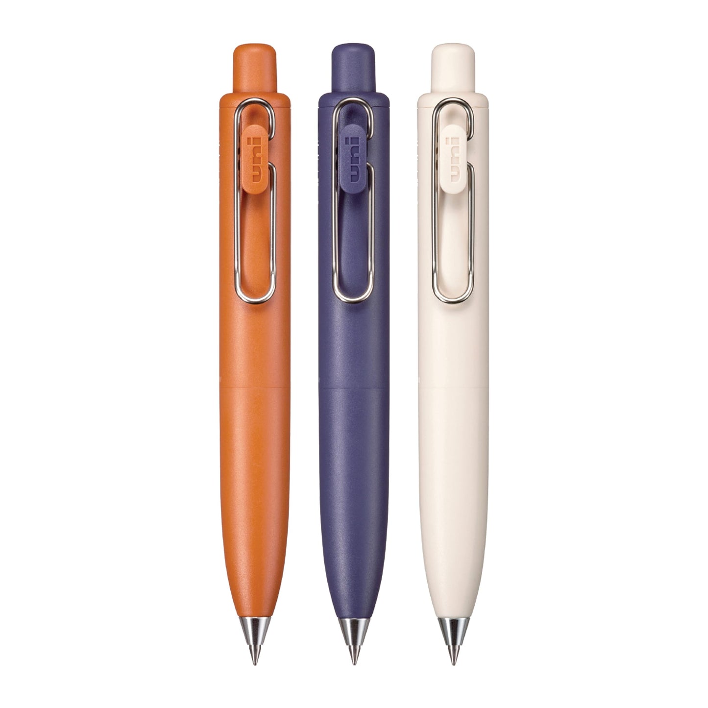 uni one P Retractable Gel Pens, Micro Point (0.5mm), Mandarin, Grape, and Yogurt Barrels, Black Ink, 3 Pack