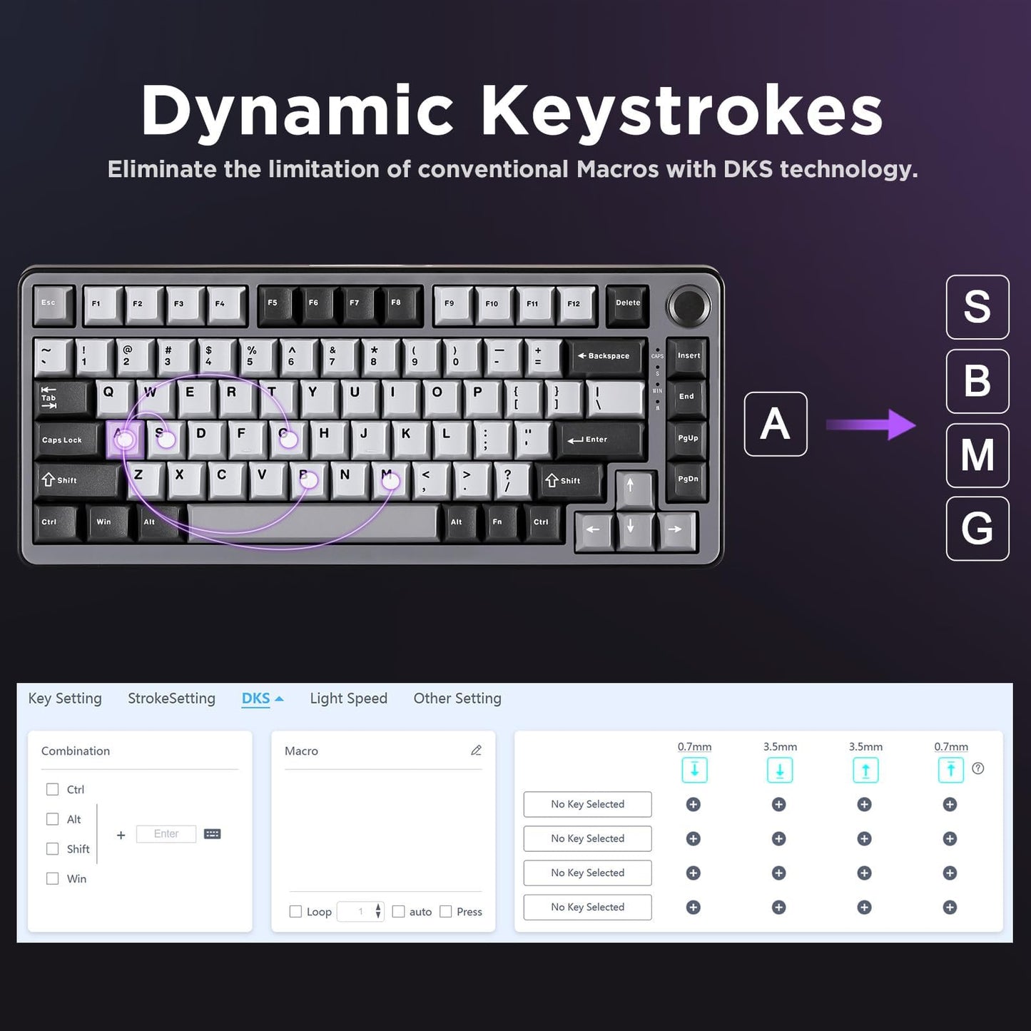 YUNZII RT75 Rapid Trigger Gaming Keyboard,Hall Effect Magnetic Switch,Adjustable Actuation Esports,75% TKL Layout with Knob,RGB Backlit, PBT Keycaps for Mac/Win (Black, Outemu Switch)