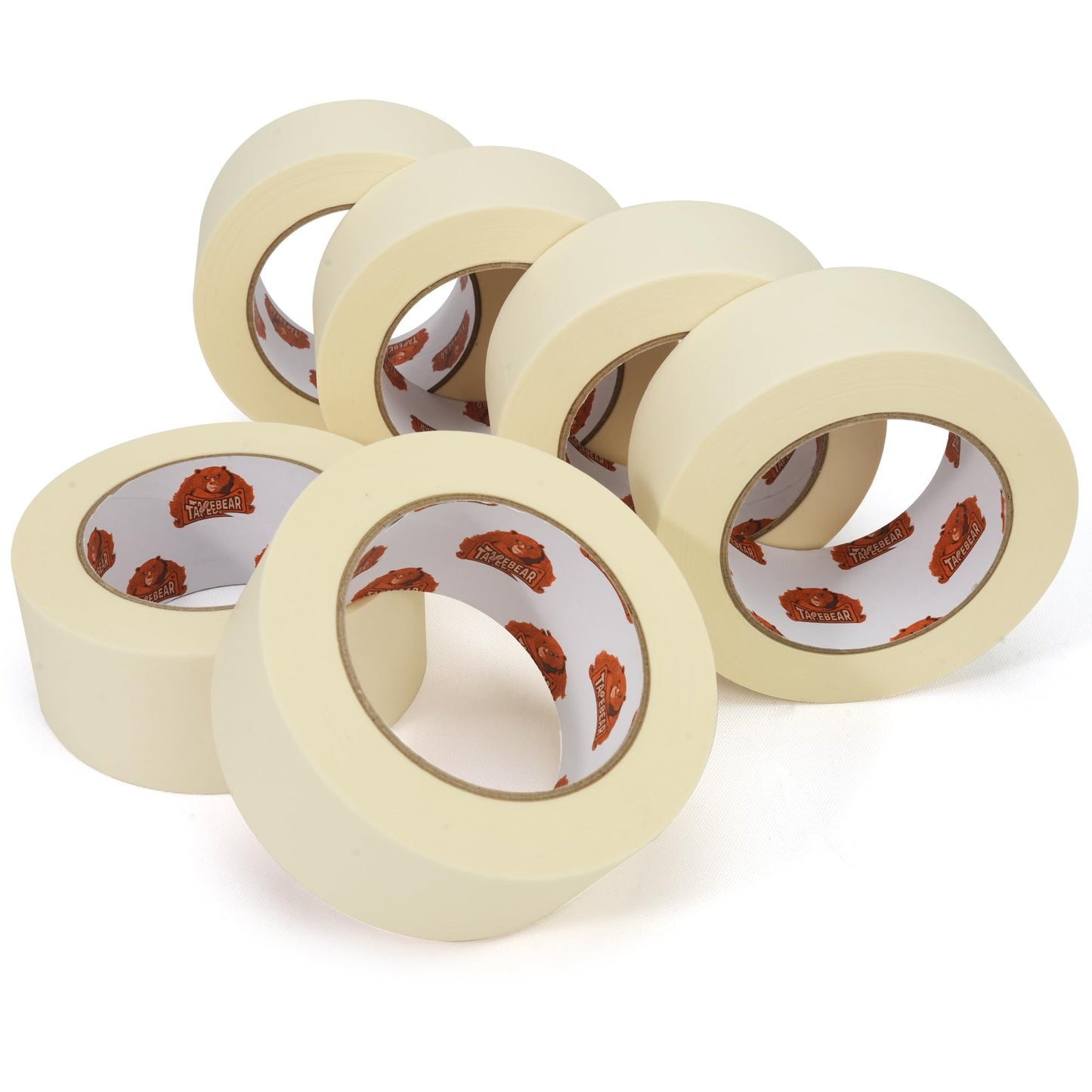 TAPEBEAR General Purpose Masking Tape 2 Inch, 50mm x 55m Beige White Painters Tape for Painting, Labeling, DIY Arts Crafts, Home Office School Projects, 6Rolls