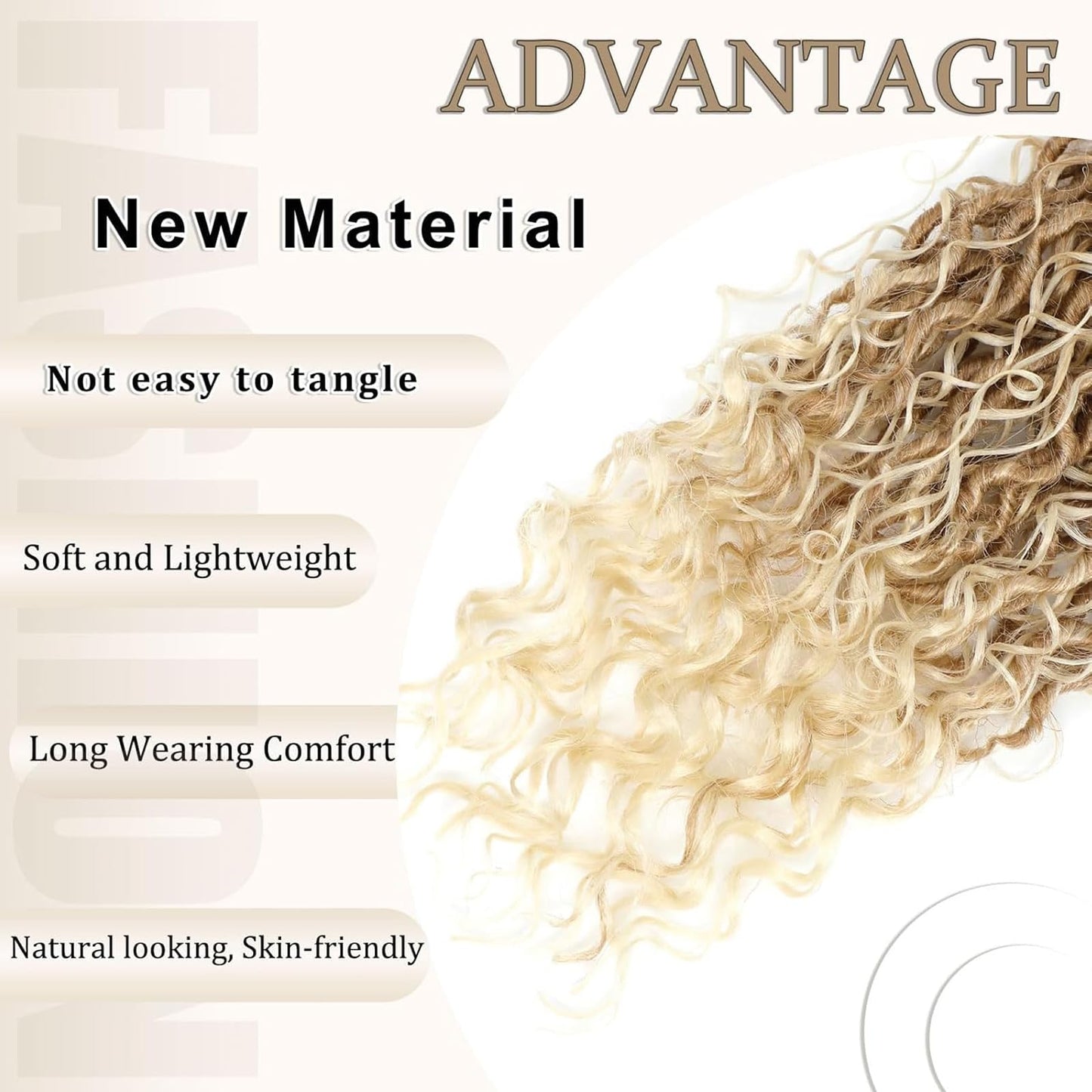 QIDESHENG Goddess Faux Locs Crochet Hair for Black Women, 18inch Goddess Locs Crochet Hair, 8 Packs Boho Style Locs, River Locs with Curly Ends (27/613, 18inch)