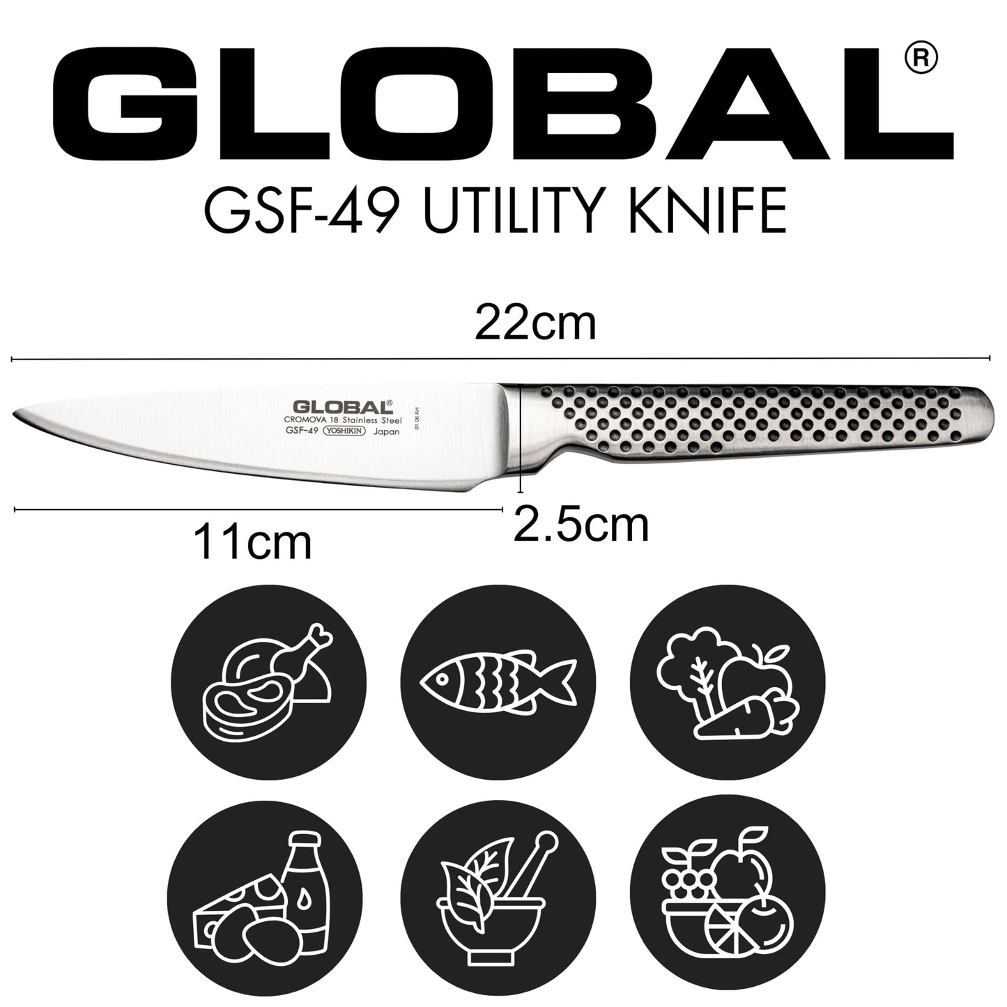 Global Knives Paring Knife Long Nose 11 Cm