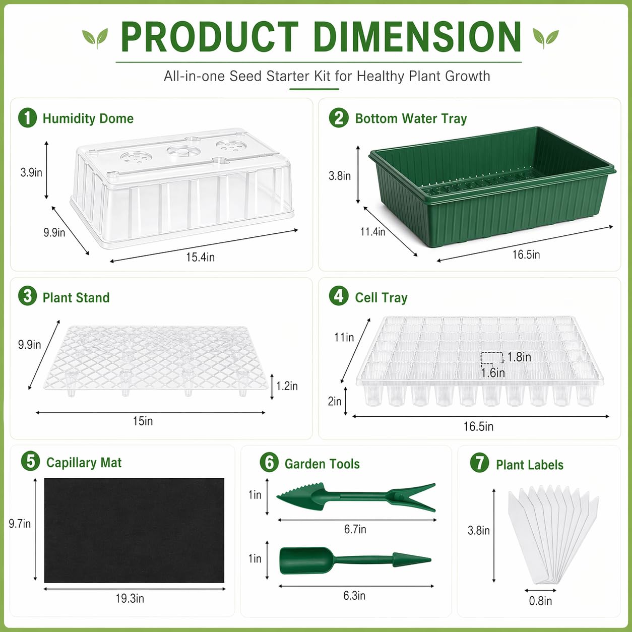 Self Watering Seed Starter Tray with Grow Light, 120 Cells Germination Station with Adjustable Timer, Seedling Starter Kit for Indoor Plants, High Lid Humidity Dome & Capillary Mat for Seed Growing