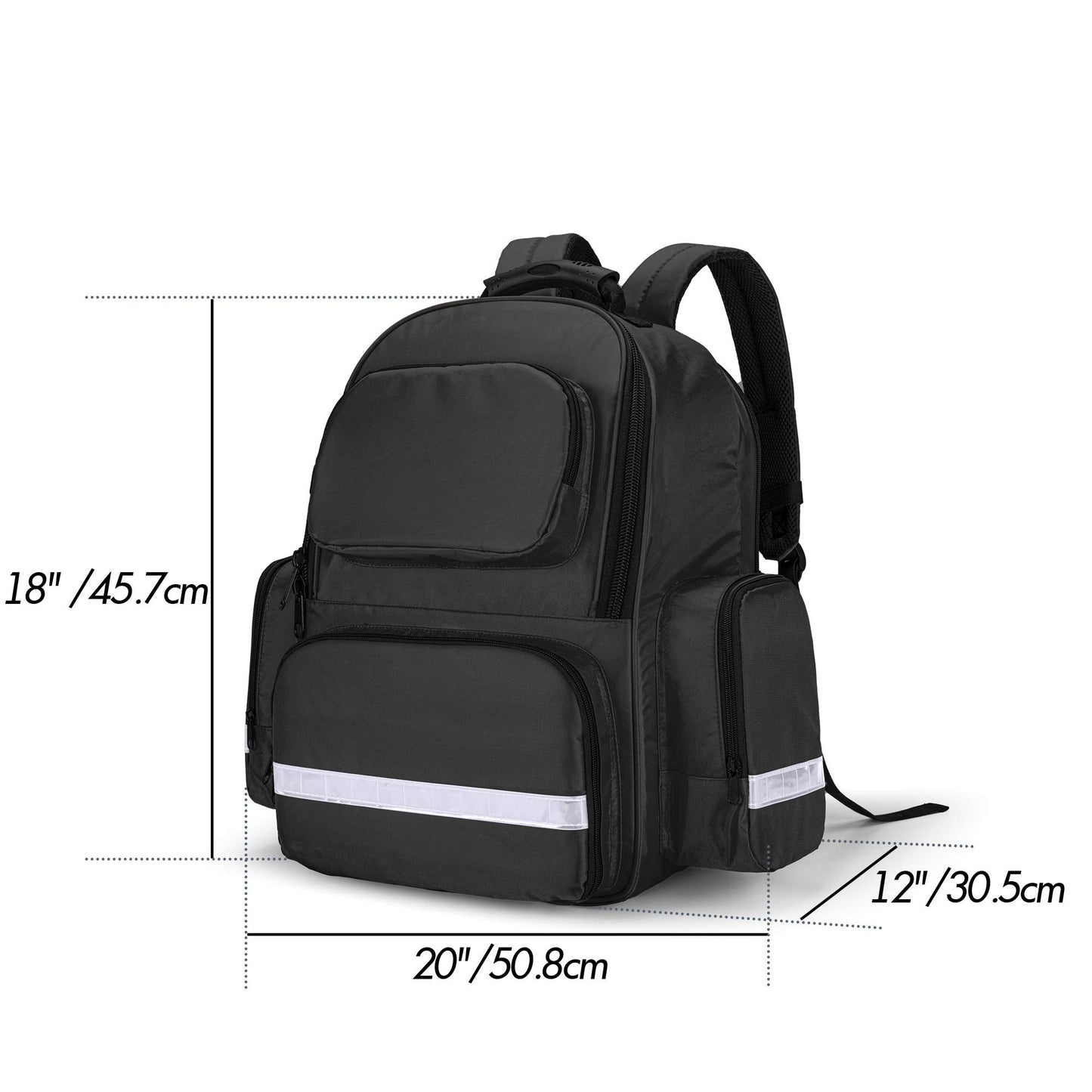 Trunab Large First Responder Bag Trauma Backpack Empty, Emergency Medical Bags Storage Jump Bag Pack for EMT, EMS, Police, Firefighters, Black (Patented Design)