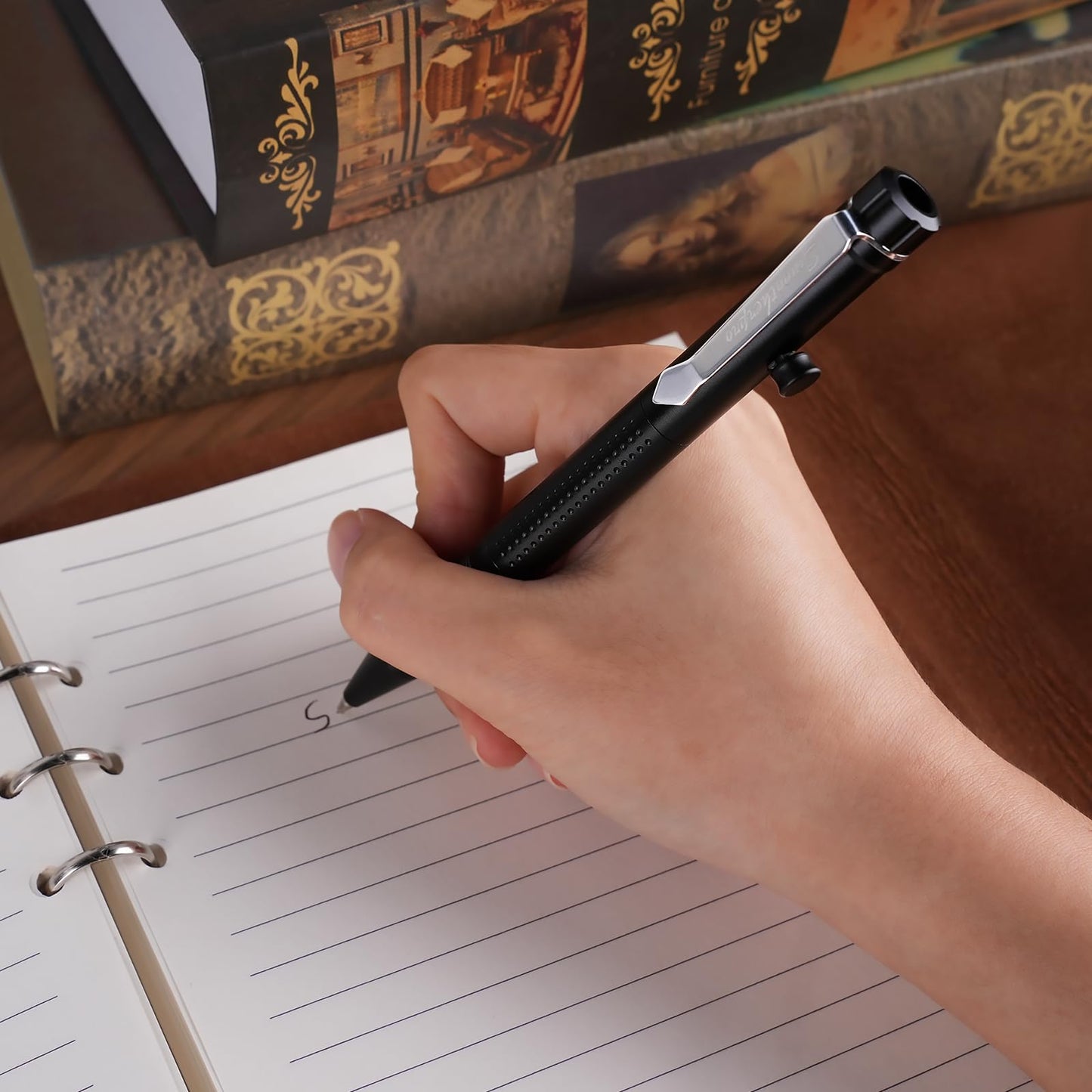 SMOOTHERPRO Bolt Action Aluminum Pen, Ballpoint and Pencil in One with Graphite Alloy Tip, Retractable Twist Design, Compatible with Parker Refill, for Office Sketching Journaling Orange(APG04)