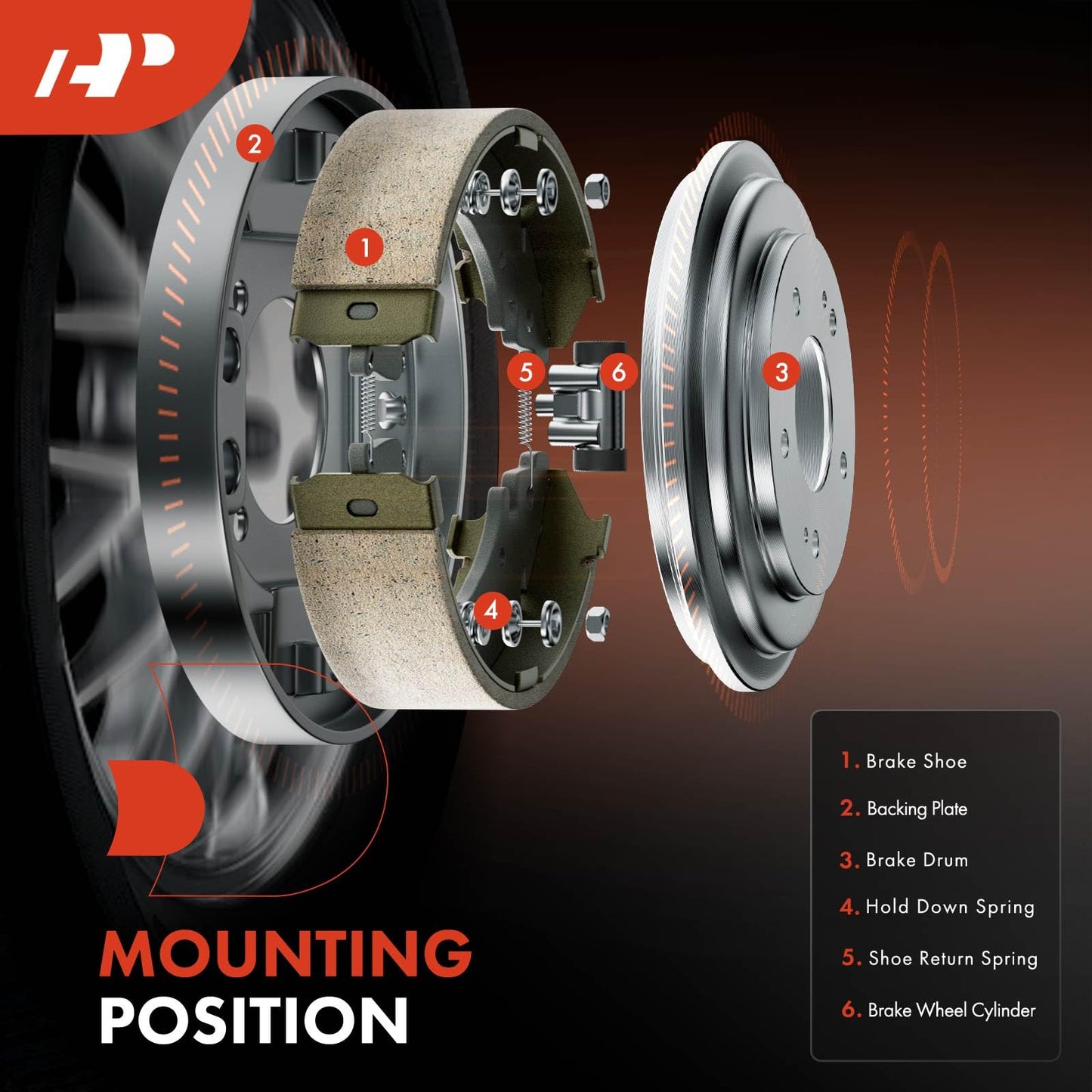 A-Premium Set of 4 Rear Brake Shoes Set Compatible with Honda Civic 2003-2015, Fit 2009-2013/2015-2020, Insight 2010-2014