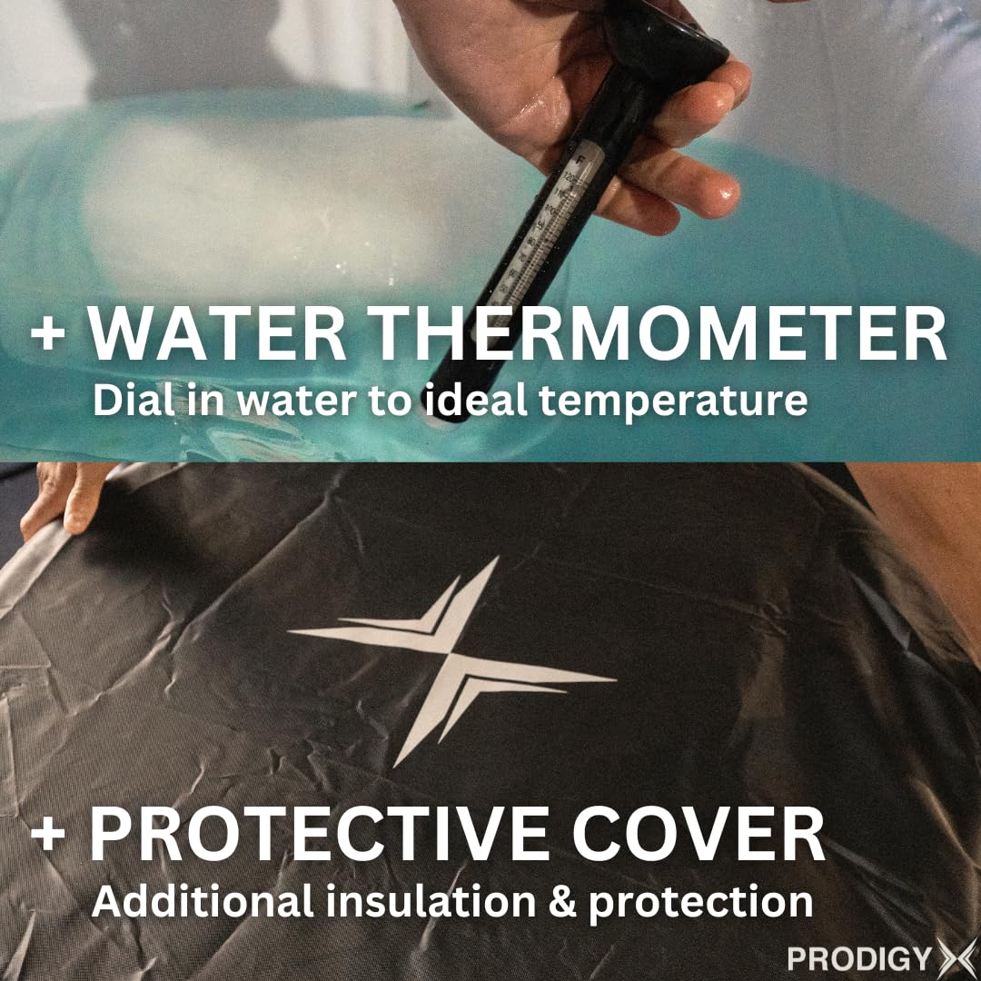 PRODIGY X Ice Bath Tub - Cold Plunge Tub for Athletes - Large Size, Portable, Outdoor - Therapy Ice Pod - Lid & Thermometer