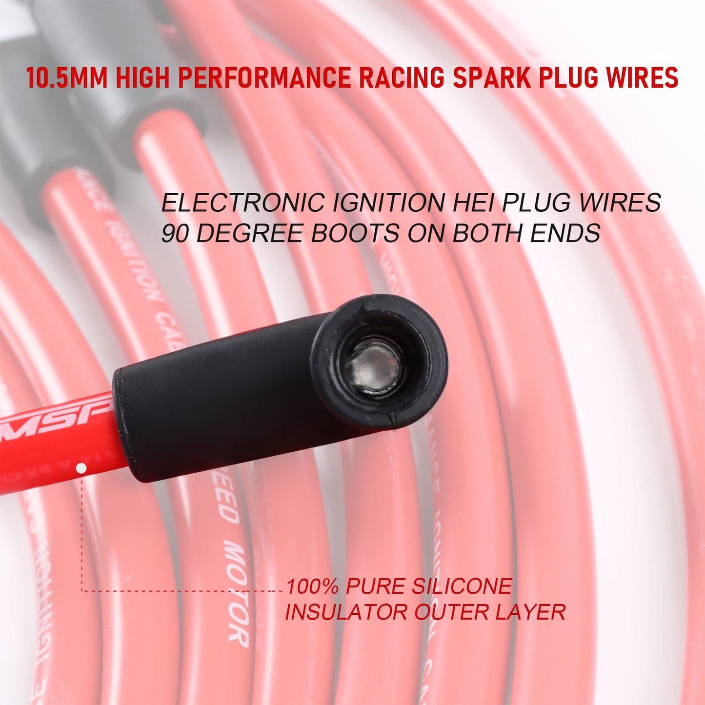 JDMSPEED New 10.5mm Spark Plug Wire Set Replacement for HEI SBC BBC 350 383 454 Electronic