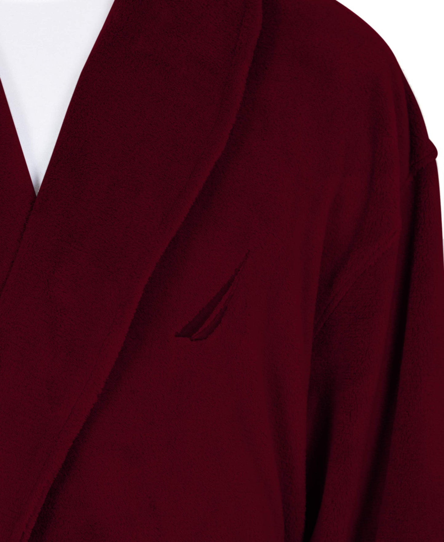 Nautica Men's Long Sleeve Cozy Soft Plush Shawl Collar Robe, Burgundy, One Size