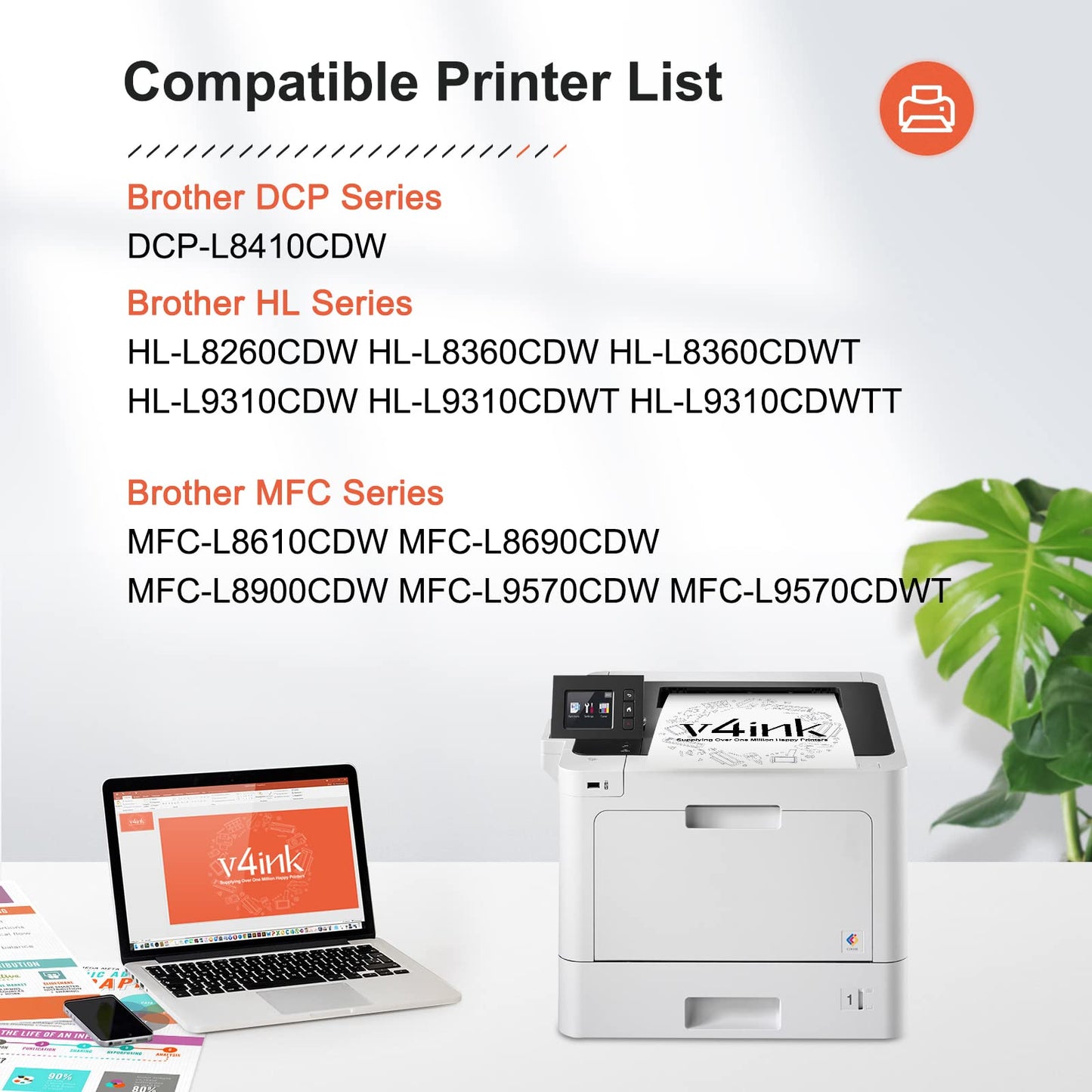 v4ink TN-433 TN-431 Compatible Toner Cartridge Replacement for Brother TN433 TN431 TN433BK to use with Mfc-L8900Cdw Mfc-L8610Cdw Hl-L8260Cdw Hl-L8360Cdw Hl-L8360Cdwt Hl-L9310CDW (2 Black)