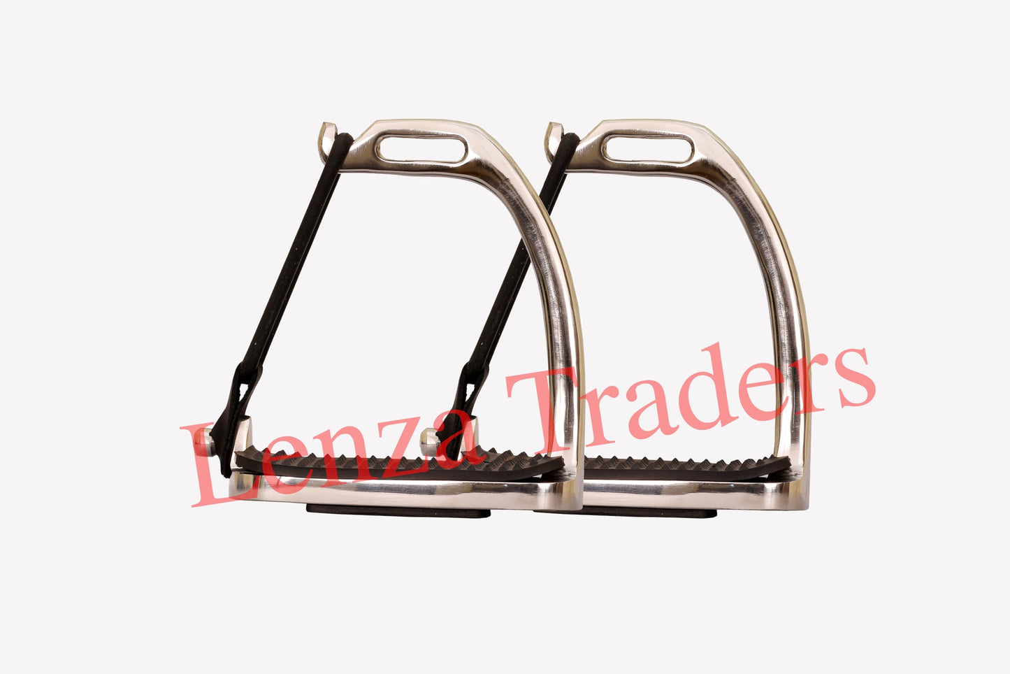 Peacock Silver Polish Safety Stirrups Fillis Horse Riding S/Steel with Rubber & TREADS (4" inch)