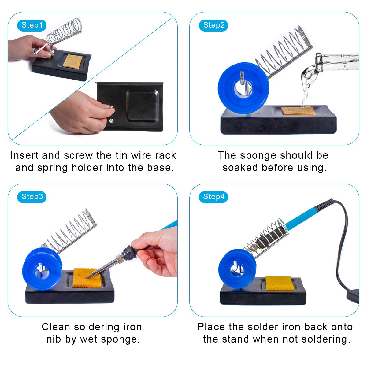 Soldering Iron Kit Electronics, 60W Soldering Welding Iron Tools with ON-Off Switch, 5pcs Soldering Iron Tips, Solder Sucker, Soldering Iron Stand, Tweezers, Solder Wire, Wire Cutter, PU Carry Bag