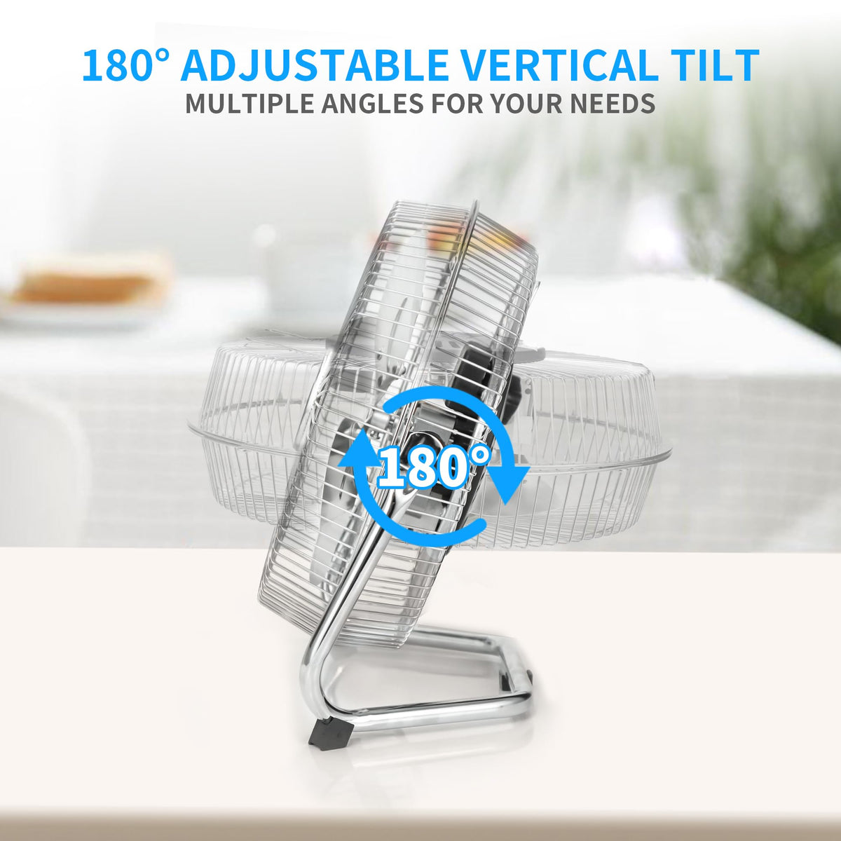 TEMPWARE All Metal Floor Fan 9 Inch, 3-Speed Portable Metal Fan with Adjustable Tilt, Quiet Small Cradle Floor Fan for Home, Office, Bedroom
