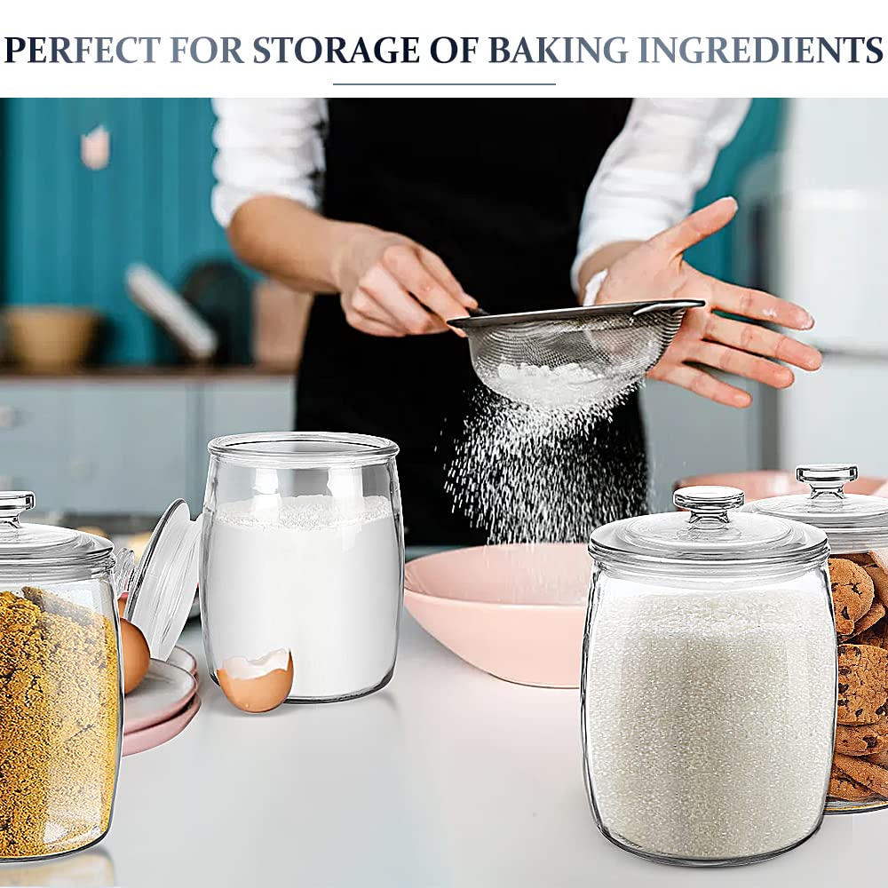 Folinstall Wide Mouth Decorative Apothecary Canister, 0.5 Gallon Glass Jar with Lid for Laundry Room Organizers and Storage, 72 Oz Clear Cookie Jar for Candy, Sugar, Flour, Rice