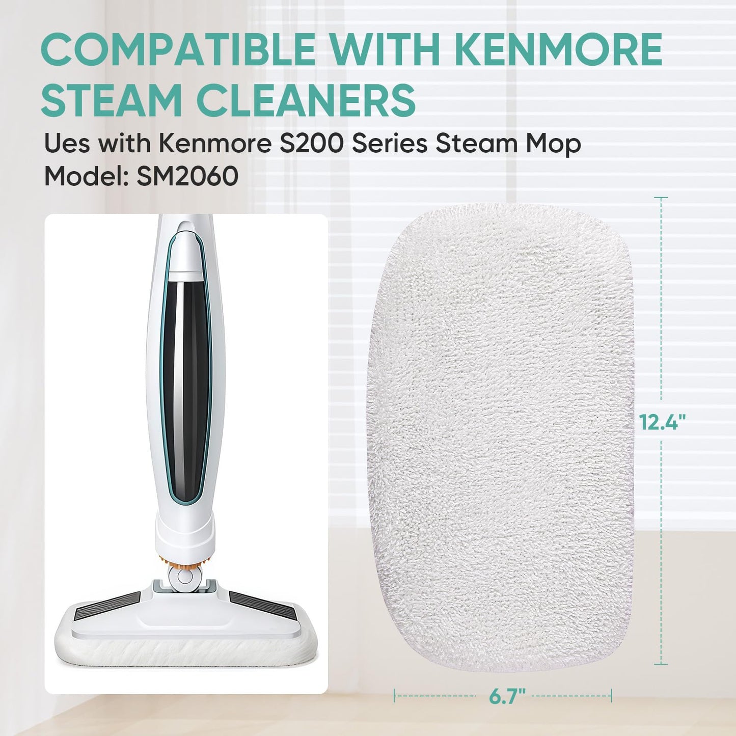 BIHARNT 6 Pack SMP01 Microfiber & Washable Steam Mop Pads Compatible with Kenmore SM2060 S200 Series Floor Cleaning Steam Mop (White)