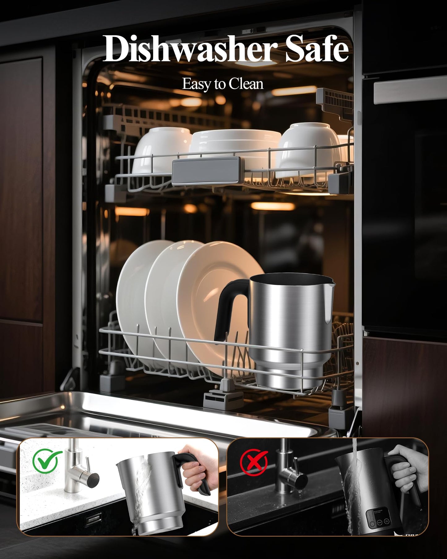 5 in 1 Electric Milk Frother: 16.9oz/500ml Large Capacity Milk Steamer for Hot and Cold Milk Froth -Dishwasher Safe Automatic Milk Frother & Warmer for Latte, Cappuccinos, Macchiato, Hot Chocolate