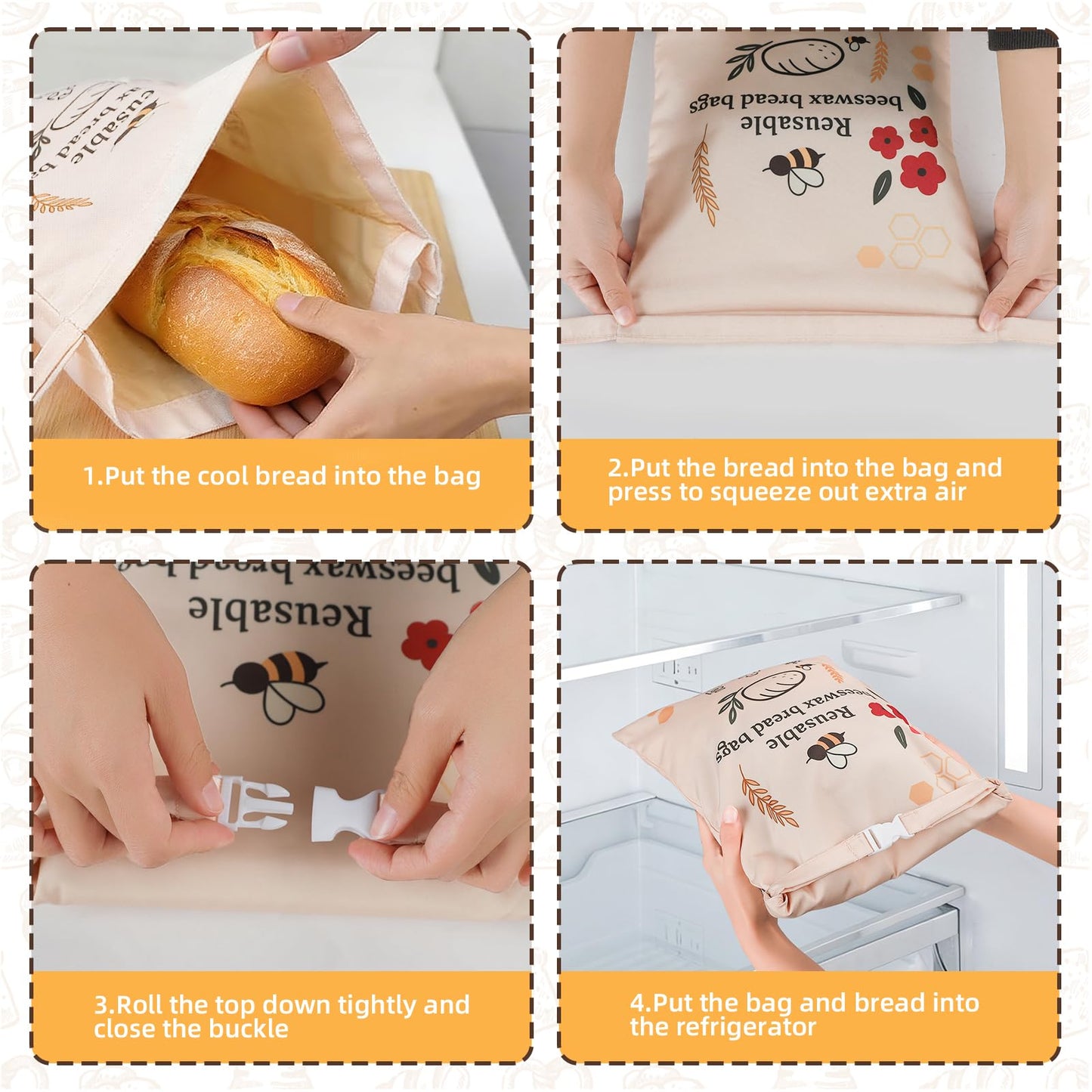 2 Pack XL Reusable Beeswax Bread Bags for Homemade Bread, Sourdough Bread Baking Supplies, Sourdough Bread Bags for Bread Storage Keep Sourdough Fresh, Freezer-Safe, Eco-Friendly