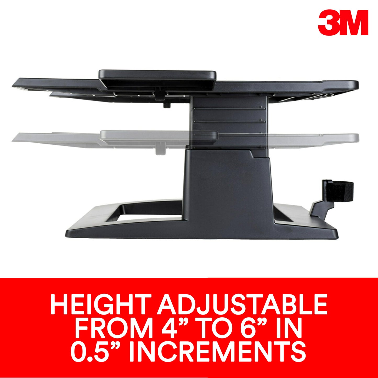 3M Adjustable Laptop Stand, Raise Height 4" - 6" to Reduce Neck Strain, Non-Skid Base, Cooling Vents, Laptop Riser