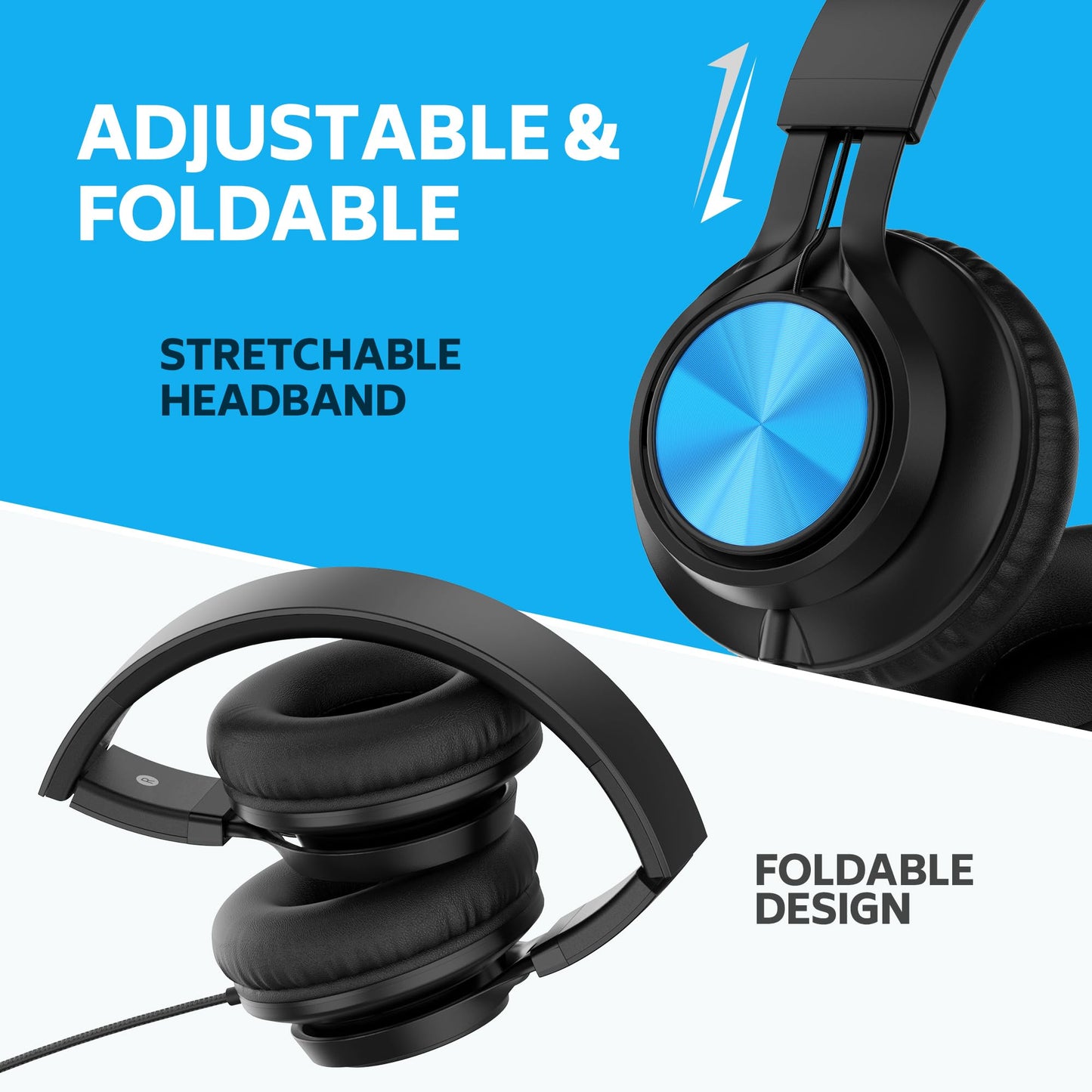 AILIHEN Kids Headphones Bulk for School, 6-Pack Class Headphones Wired with Microphone for Students, Teens, Classroom, Library, Chromebook, Laptop, Adjustable, Foldable, 3.5mm Jack - (Multicolor)