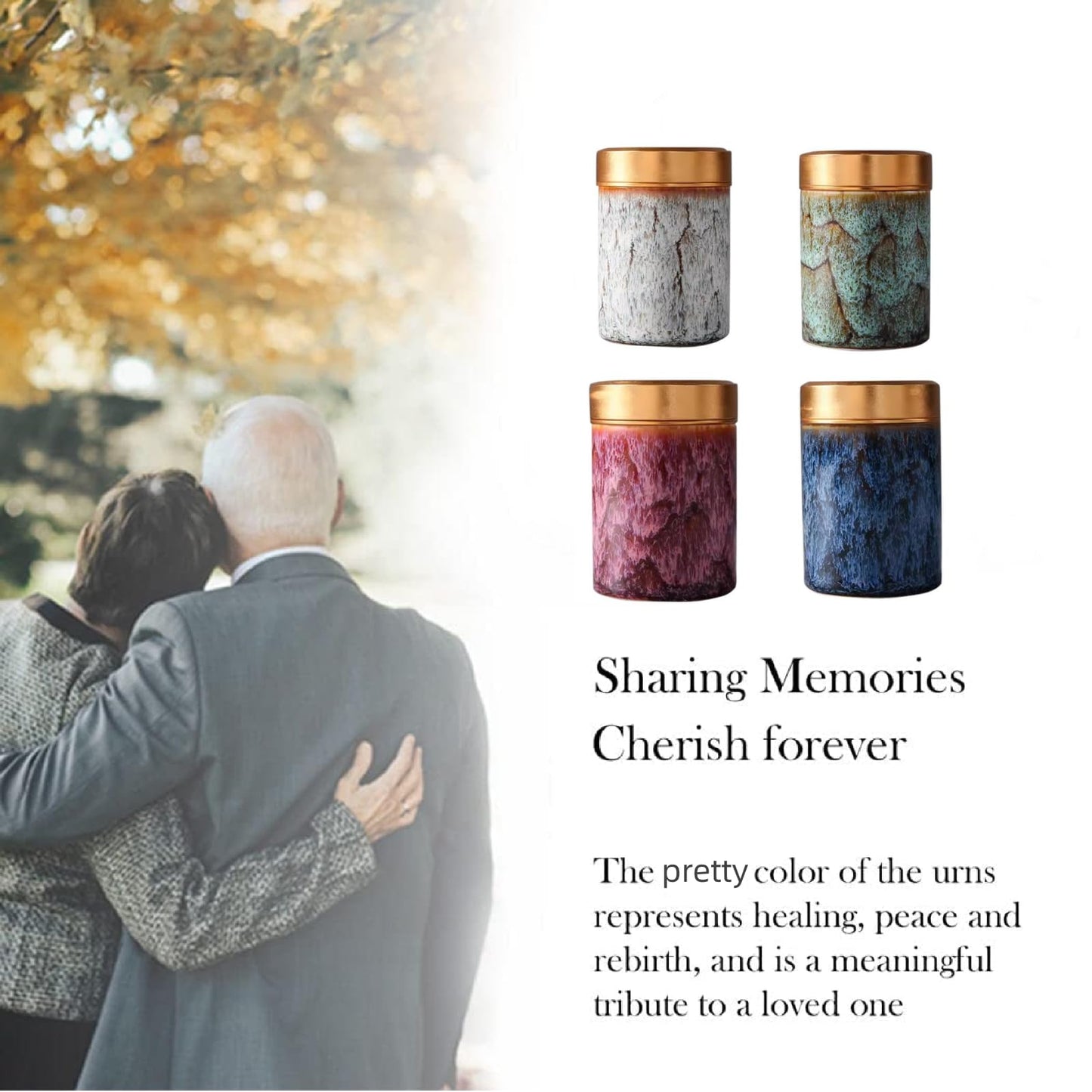 NS Online Small Mini Urns 4 Piece -Metal Screw lid Ceramic Keepsake Urns Set 4 Piece for Ashes - for Adult, Child, and Pets, Honor Your Loved One Lost