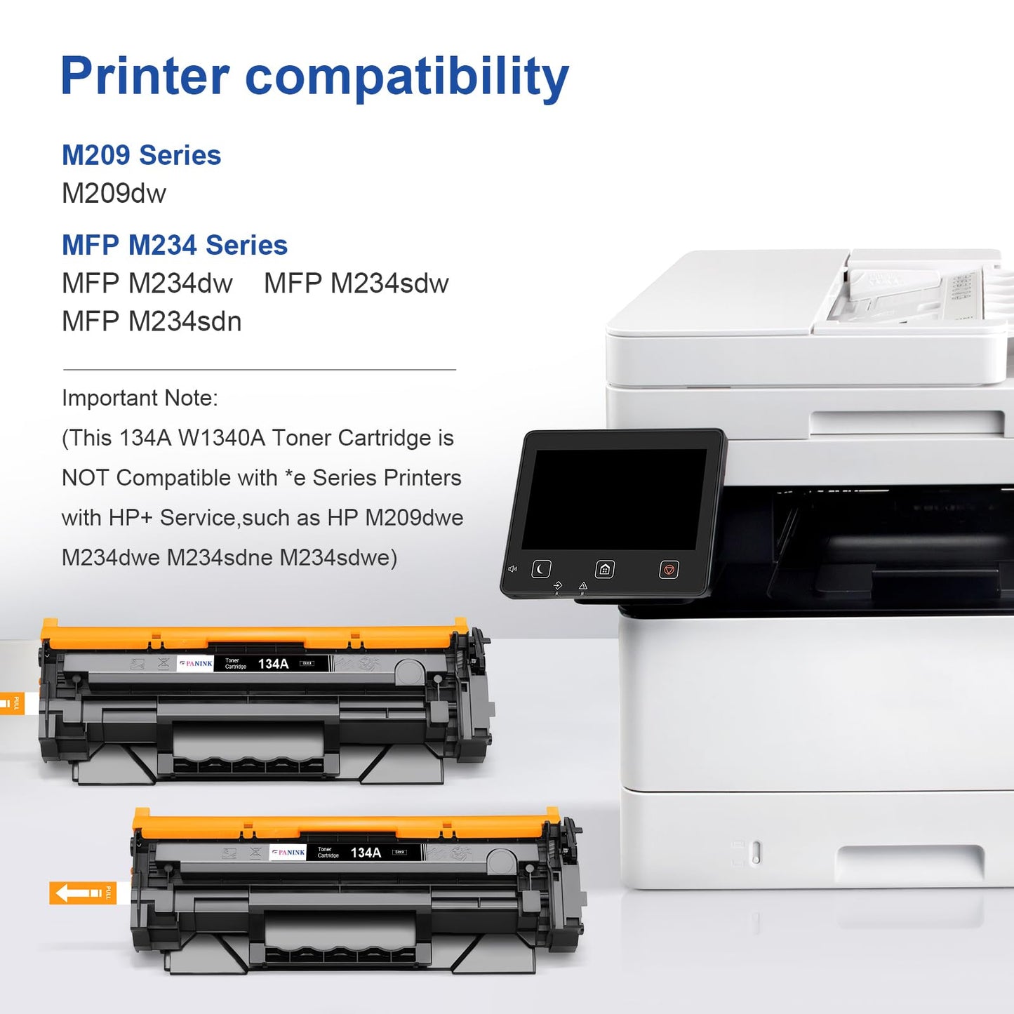 PANINK 134A Toner Cartridge Replacement for HP 134A W1340A 134X W1340X Black Toner Cartridge Compatible with HP M209dw MFP M234dw M234sdw M234sdn Printer - 2 Black,with Chip