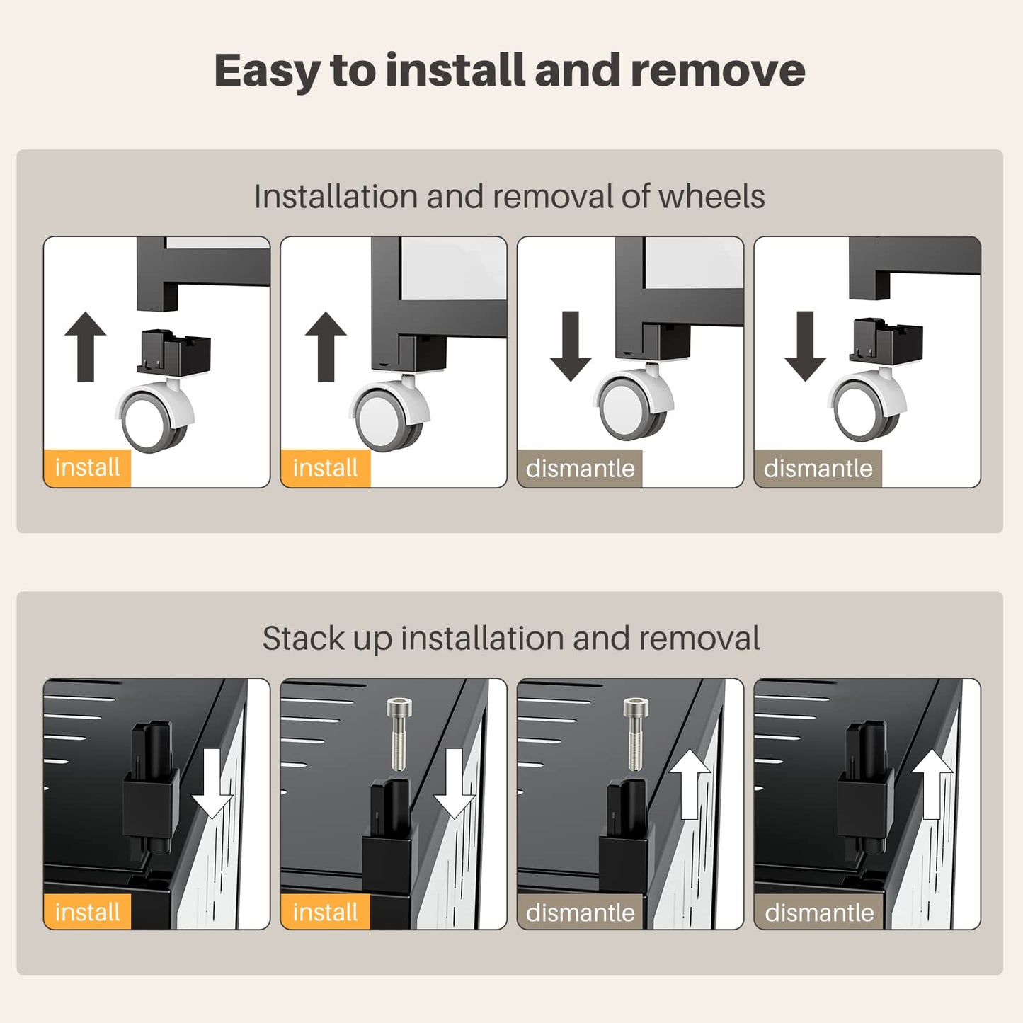 BUCATSTATE Cage 2.0 Universal Wheel & Stacking Accessories, Cage 2.0 Accessories That Support Moving and Stacking (Cage 2.0, Black)