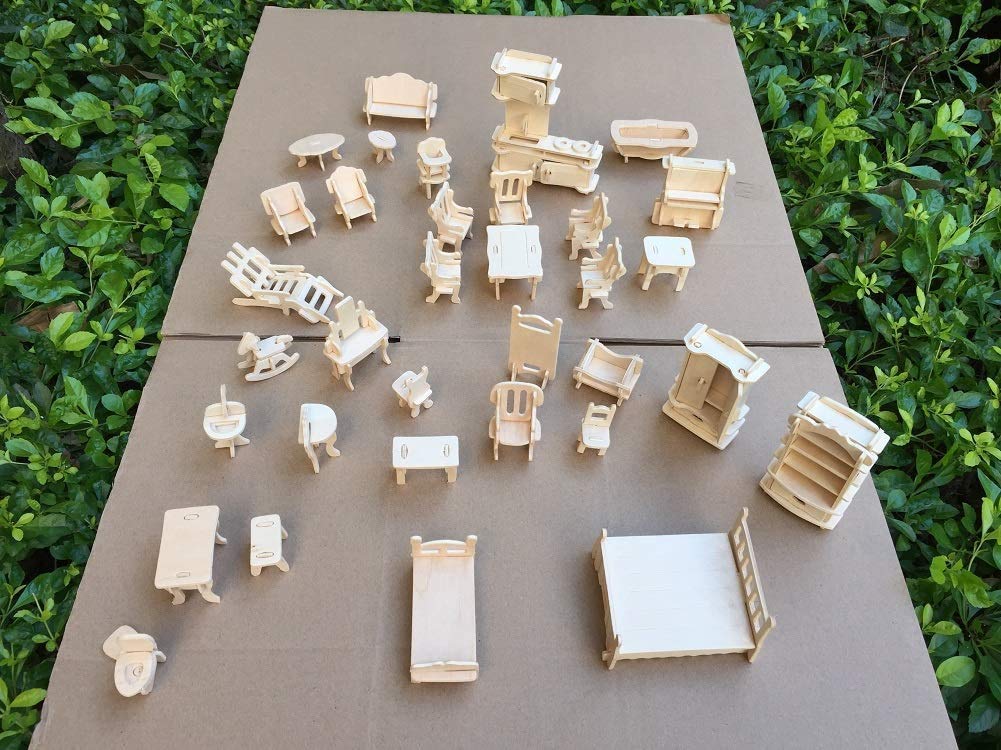 CUTEROOM 3D Wooden Puzzle House, Gothic House 3D Stereo Wooden Puzzles DIY Dollhouse Miniature Kit for Adults - Wooden Model Kit with Furniture -Adult Interactive Puzzle Toy Set