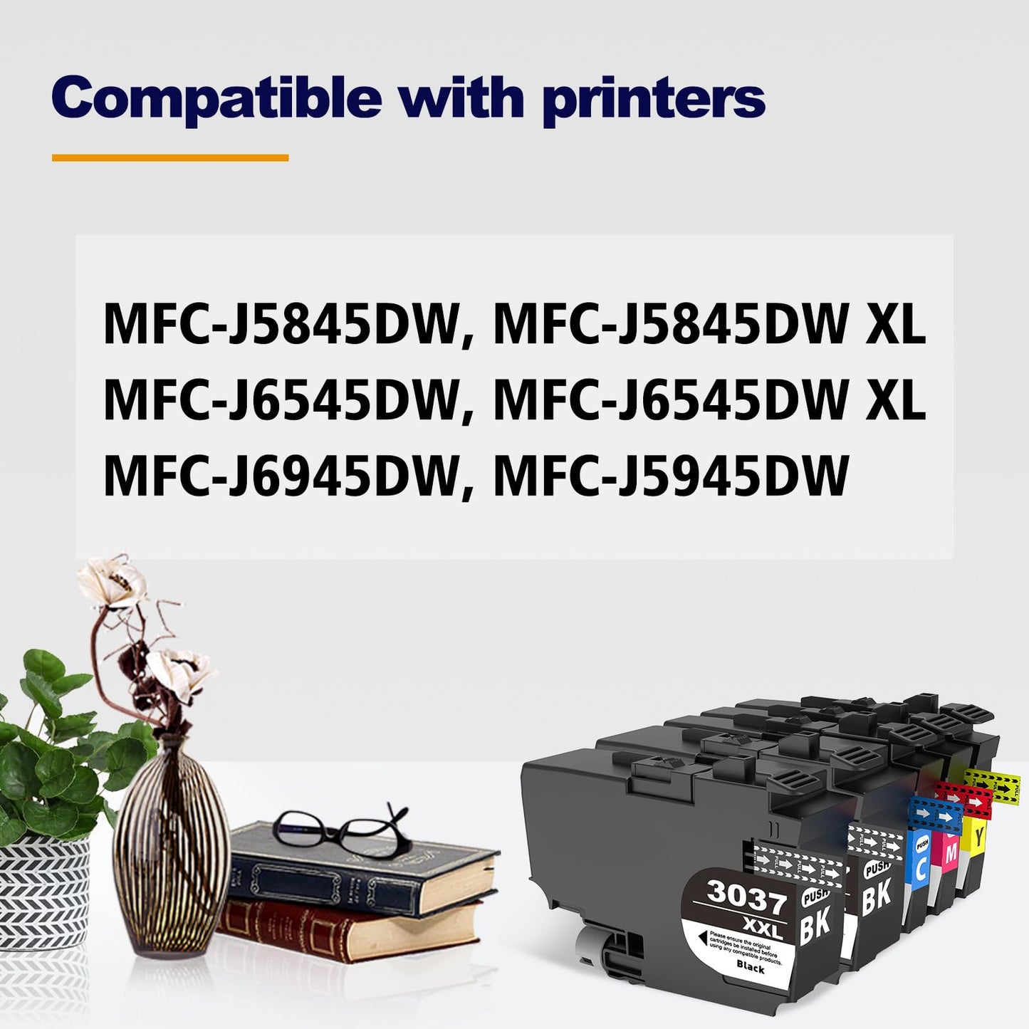 LC3037XXL Ink Cartridges 5-Pack Super High-Yield Compatible for Brother LC3037 LC3039 XXL for MFC-J5845DW MFC-J5845DWXL MFC-J5945DW MFC-J6545DW MFC-J6545DWXL MFC-J6945DW Printer (5-Pack, BK*2/C/M/Y)