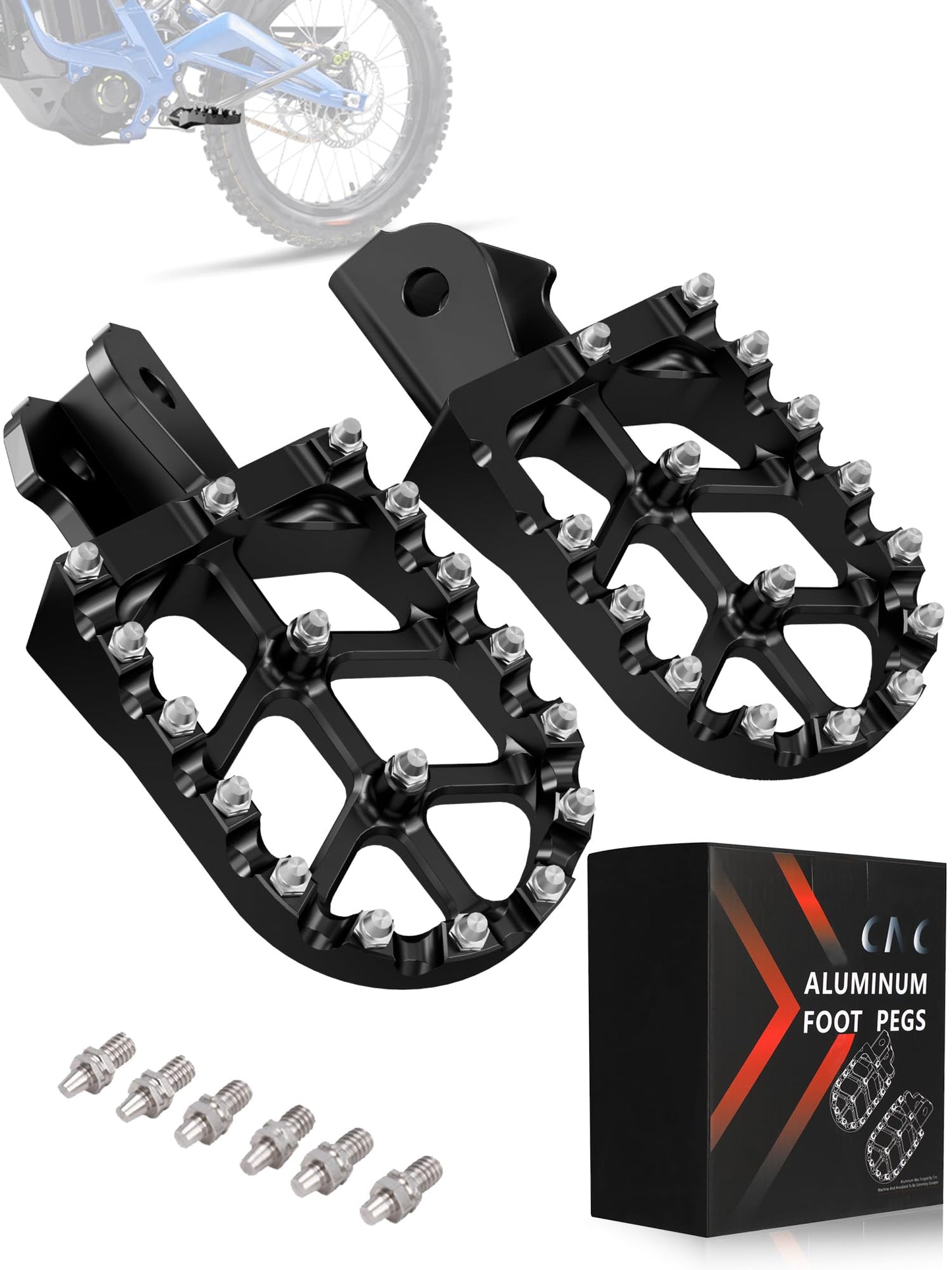 JFG RACING Dirt Bike Pegs,Motorcycle Dirt Bike Foot Pegs MX Foot Pedals Rests CNC for Light Bee Surron Sur Ron/CRF150F 2003-2017/CRF230F 2003-2019 - Black