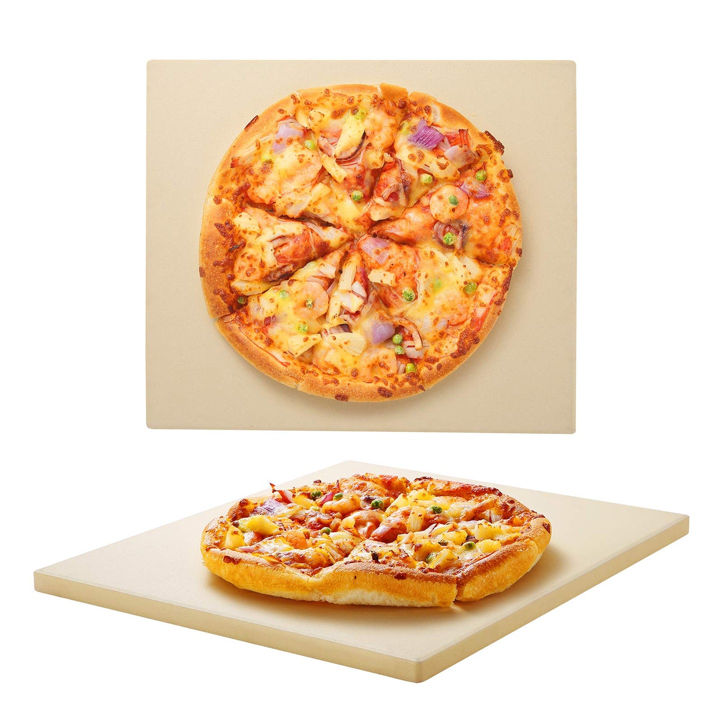 Unicook Pizza Stone for Oven and Grill, 13 inch Square Heavy Duty Ceramic Pizza Pan, Thermal Shock Resistant Baking Stone for BBQ and Grill, Making Crispy Pastry, Bread, Cookie and More