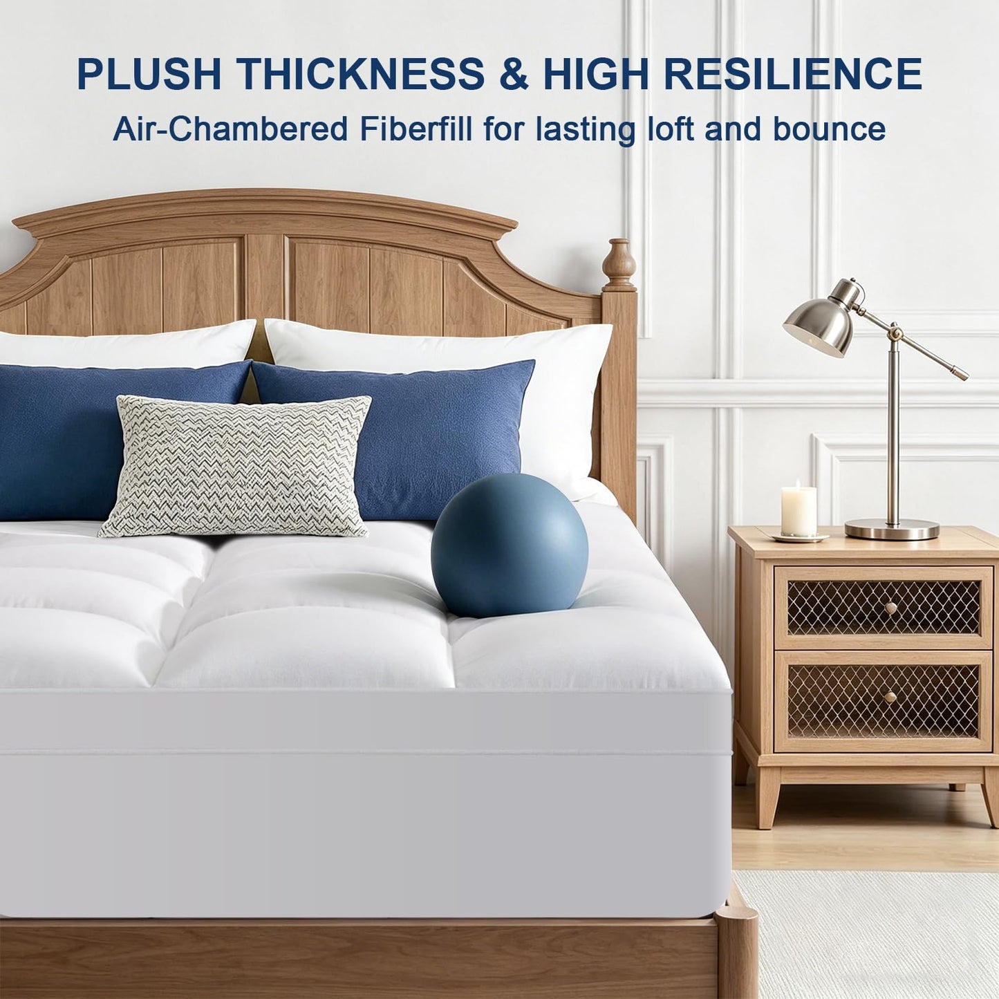 TEXARTIST Mattress Topper Queen Size Thick Mattress Cover Breathable Cooling Pillow Top Mattress Pad for Back Pain with 8-21" Deep Pockets,White