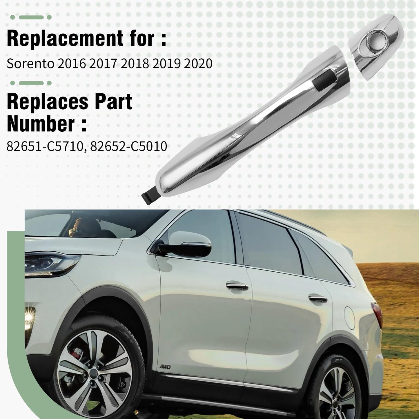 Hoypeyfiy 82651-C5710 Exterior Door Handle Smart Key w/Cover, Front Door Left Driver Side, Replacement for KIA Sorento 2016 2017 2018 2019 2020