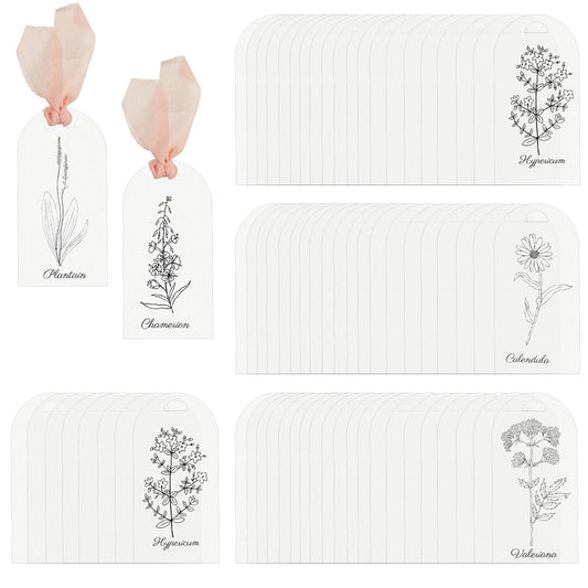 Beeveer 100 Pcs Acrylic Place Cards Wedding Blank Arched Frosted Clear Wedding Reserved Signs for Chairs Acrylic Name Tag Seat Label with Ribbon for Table Setting Numbers Guest Names Dinner Parties