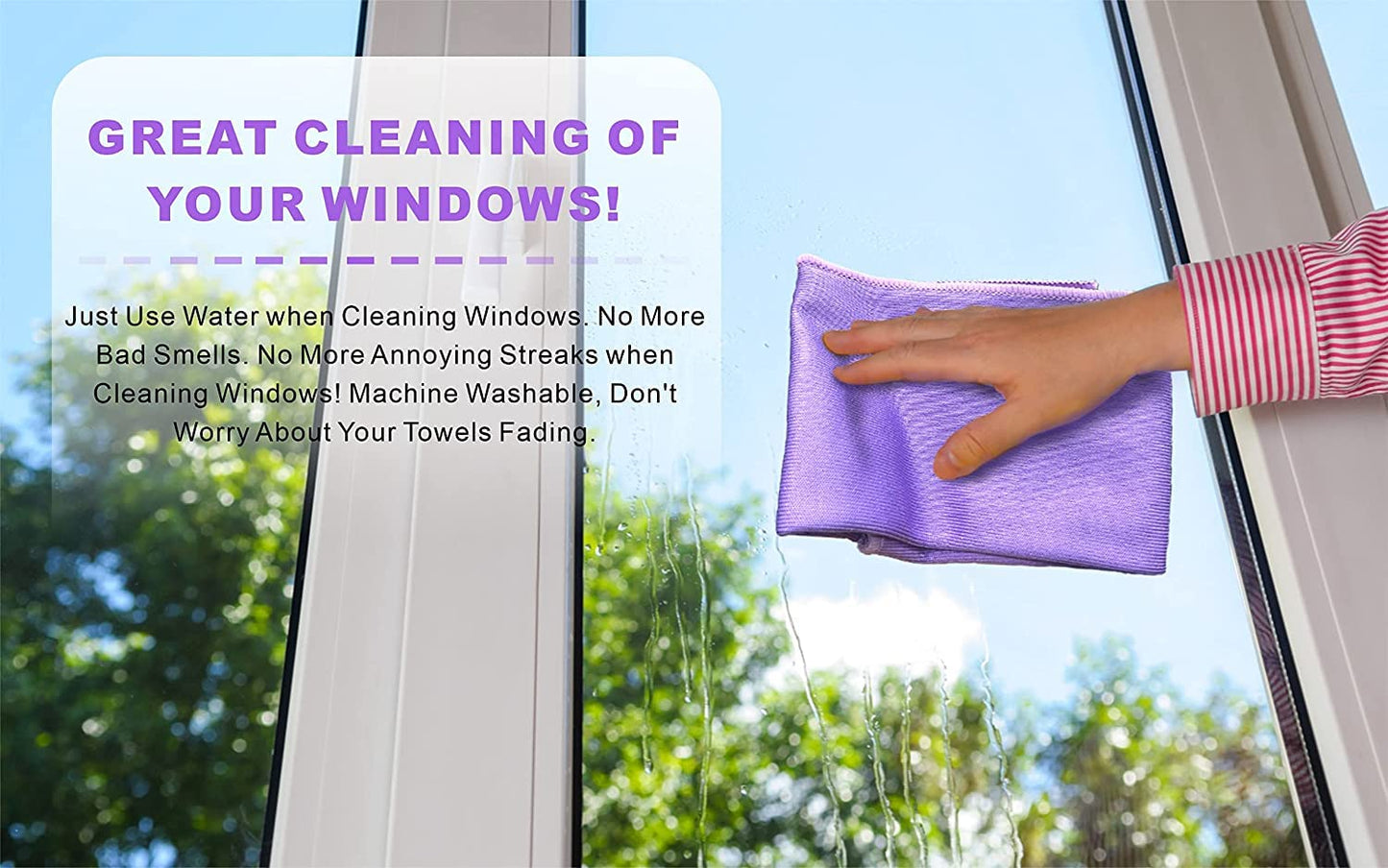 Korwex Window Cleaning Cloth, Glass Cleaning Cloth, Streaks & Scratches Free. (Purple Pack 2)