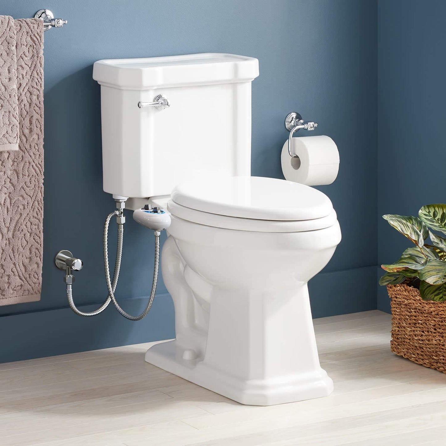 YASFEL Modern Self Cleaning Bidet Attachment for Toilet, Non-Electric Bidet, Fresh Cold Bidet Attachment for Feminine/Posterior Wash, with Adjustable Pressure Control (Blue/White)