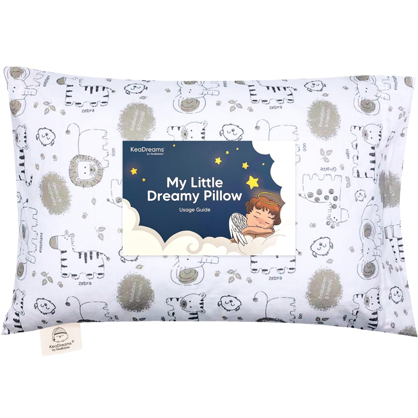 Toddler Pillow with Pillowcase - 13x18 My Little Dreamy Kids Travel Bed Pillows for Sleeping, Organic Cotton Small Pillowcase, Soft & Breathable, Machine Washable, Toddlers 2-5 Years Old (KeaSafari)