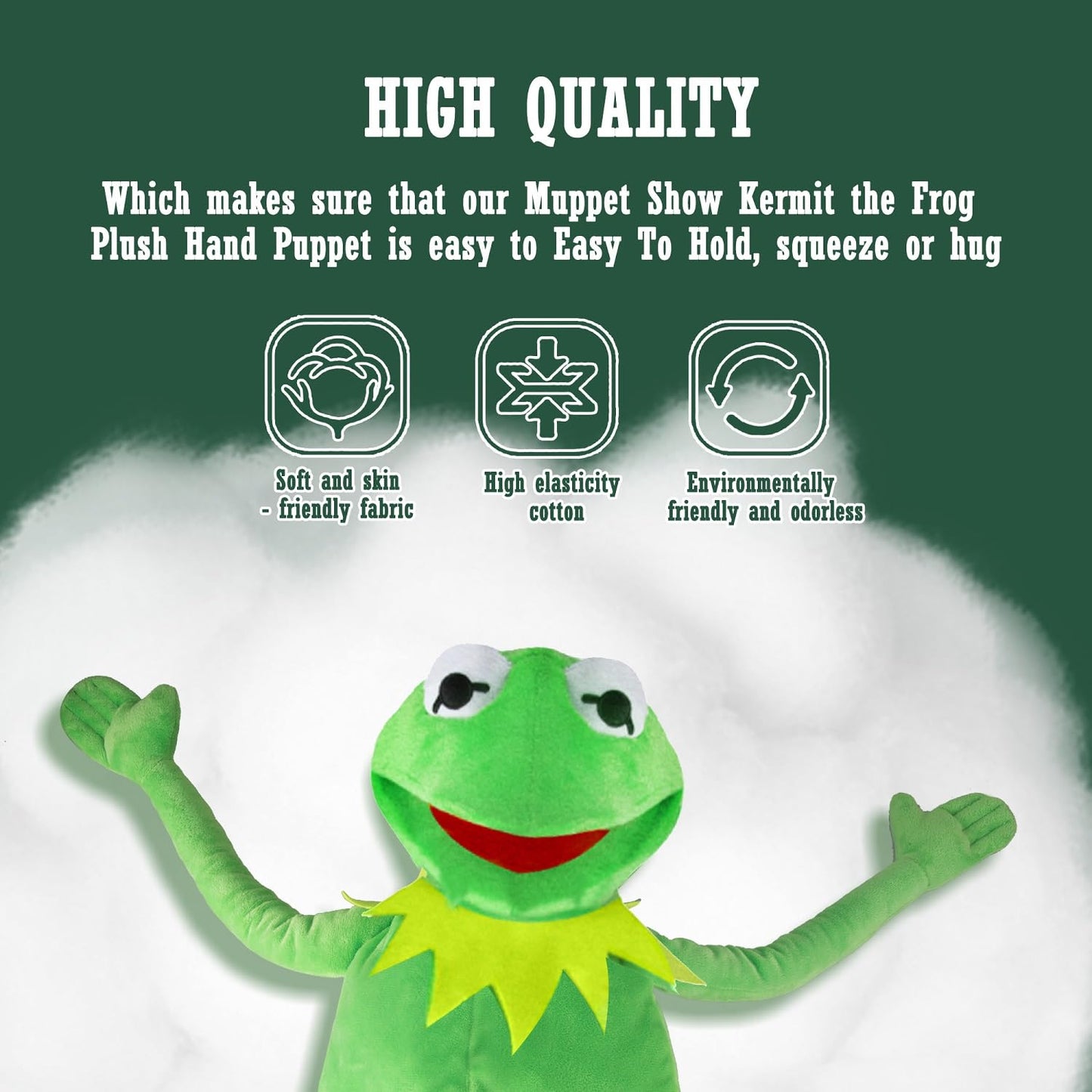 Kermit Frog Puppet, The Muppets Show, Soft Hand Frog Stuffed Plush Toy, Gift Ideas for Boys and Grils- 24 Inches