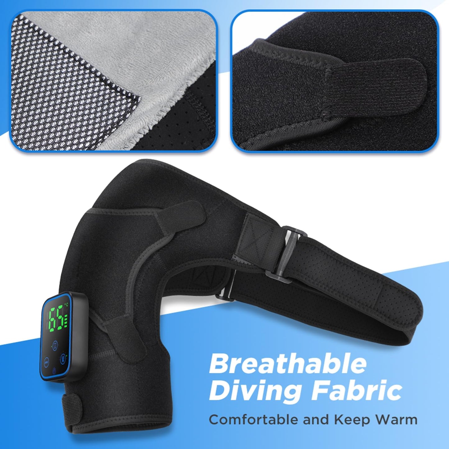 Cordless shoulder heating pad Massager, 3 levels of time adjustment, and 3-level vibration adjustment, shoulder massager for household