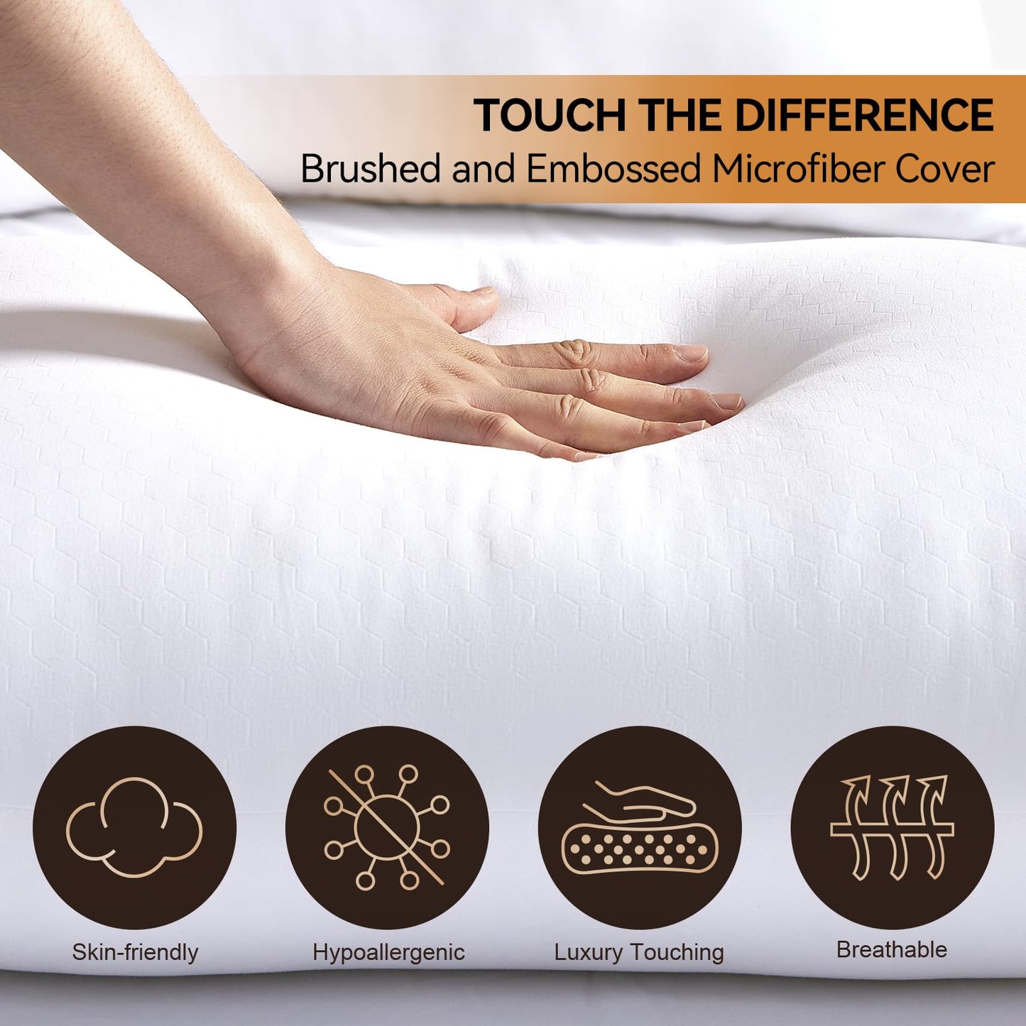 LAVANCE Pillows King Size Set of 2, Honeycomb Embossed Fabric Down Alternative Filling Bed Pillows for Sleeping, Luxury Fluffy Hotel Quality for Side, Back, and Stomach Sleepers, 20"x36"