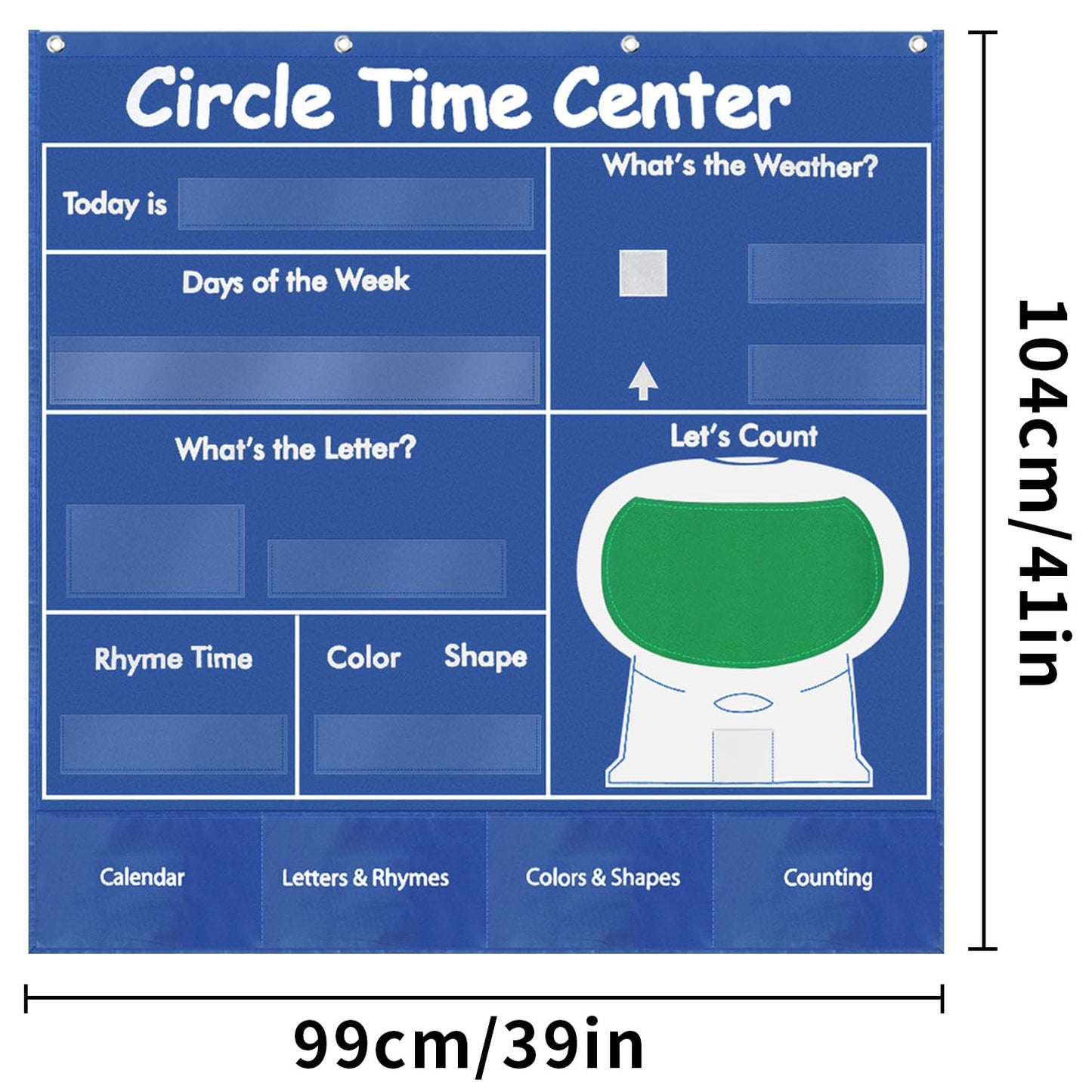 BOHEMIABY Circle Time Learning Center Classroom Pocket Chart Preschool, Educational Pocket Chart Teaching Materials, Learning Calendar Weather Counting Letter Color Shape (circle time learning center)