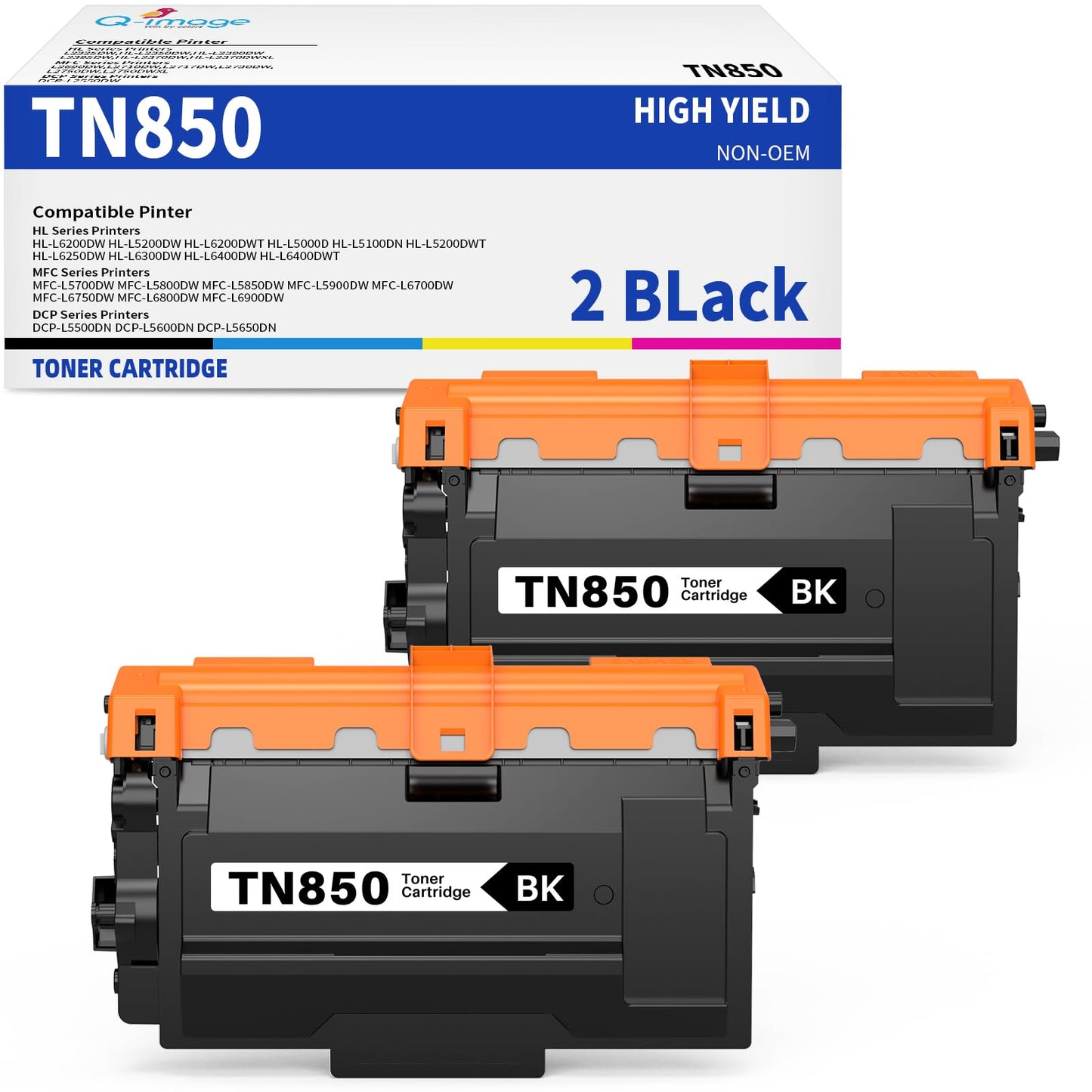 TN850 Compatible Toner Cartridges Replacement for TN850 TN-850 TN820 TN-820 TN 850 Toner Work with MFC-L5700DW MFC-L5800DW MFC-L5900DW HL-L5200DW HL-L5000D HL-L6200DW HL-L6700DW Printer (2 Black