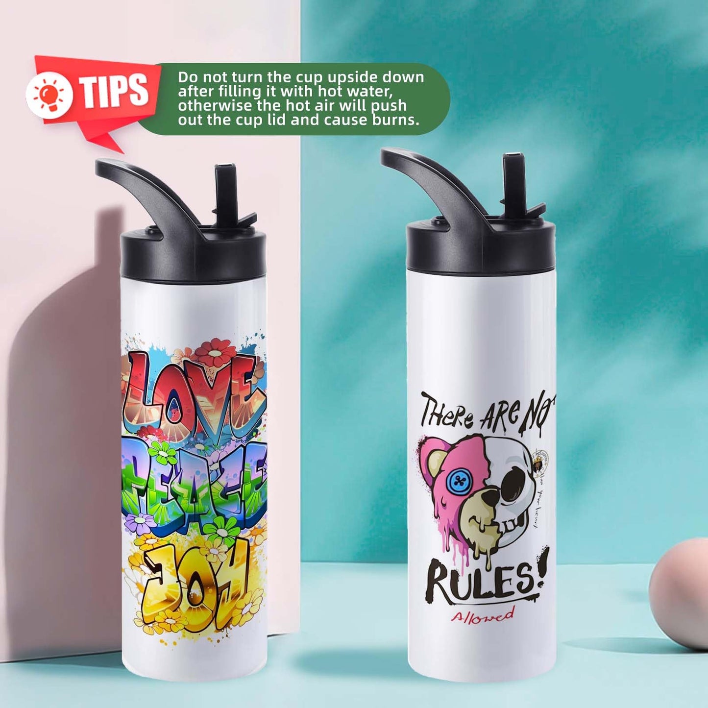 20oz Sublimation Cup Set for Cup Heat Press Machine, Cafultgo 8-Pack with Lid & Straw, Double Wall Insulated, Great for Travel & Outdoor (8)