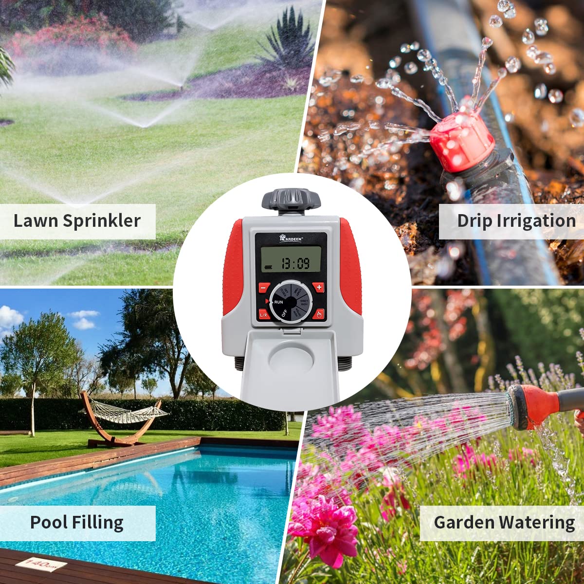 Electronic 2-Outlet Hose Water Timer Waterproof Programmable Garden Yard Sprinkler Timer Automatic Valve