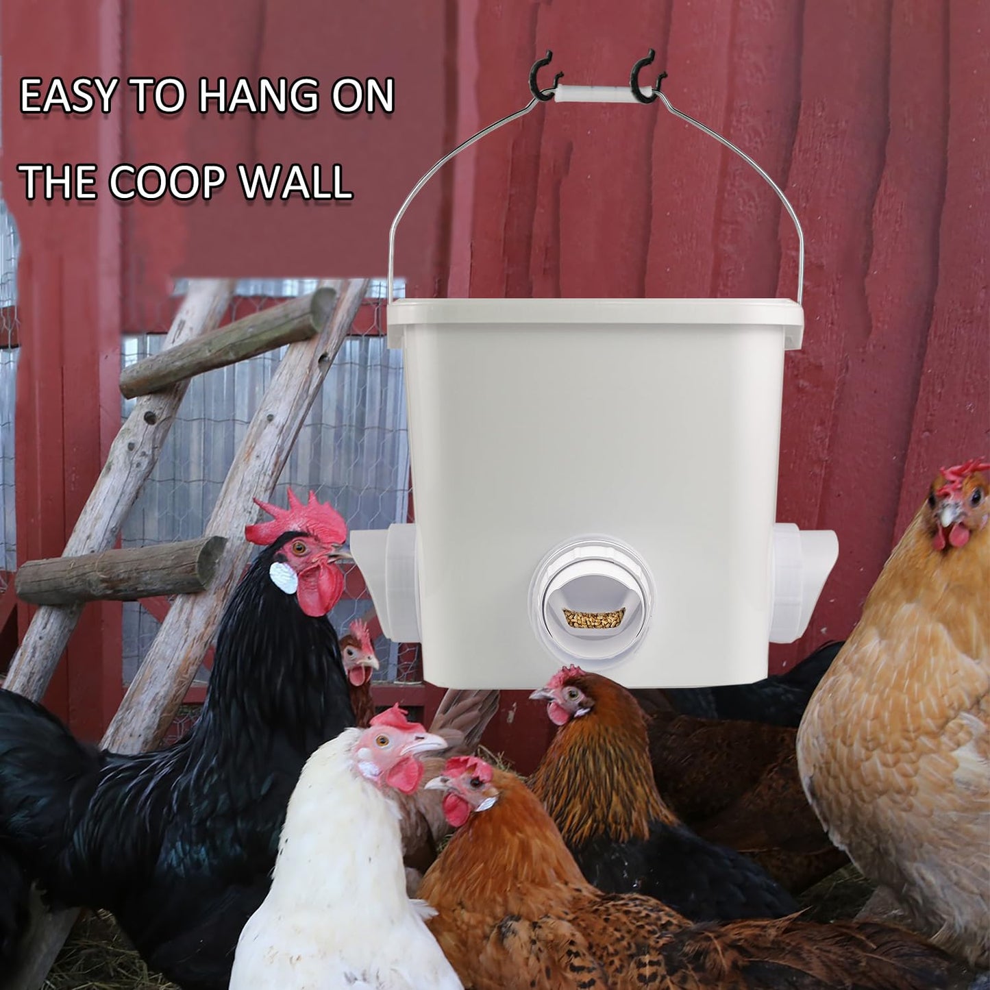 Automatic Chicken Feeder and Waterer Set Hanging Chicken Feeder No Waste Poultry Feeder 3 Gallon Water Feeder