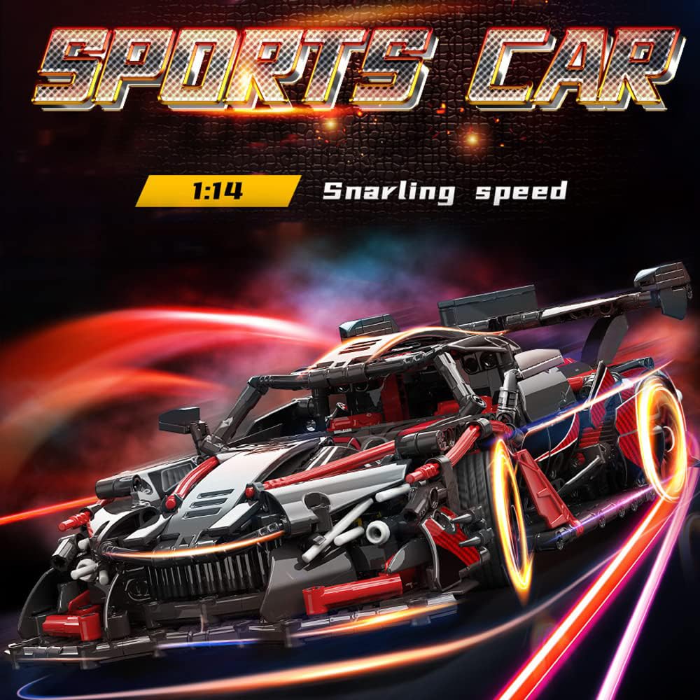 Adults Challenging Racing Car Building Blocks Kit，1:14 1391 Pieces Car Model Building Set DIY Toys for Boys Age 12 13 14 15 16 88301