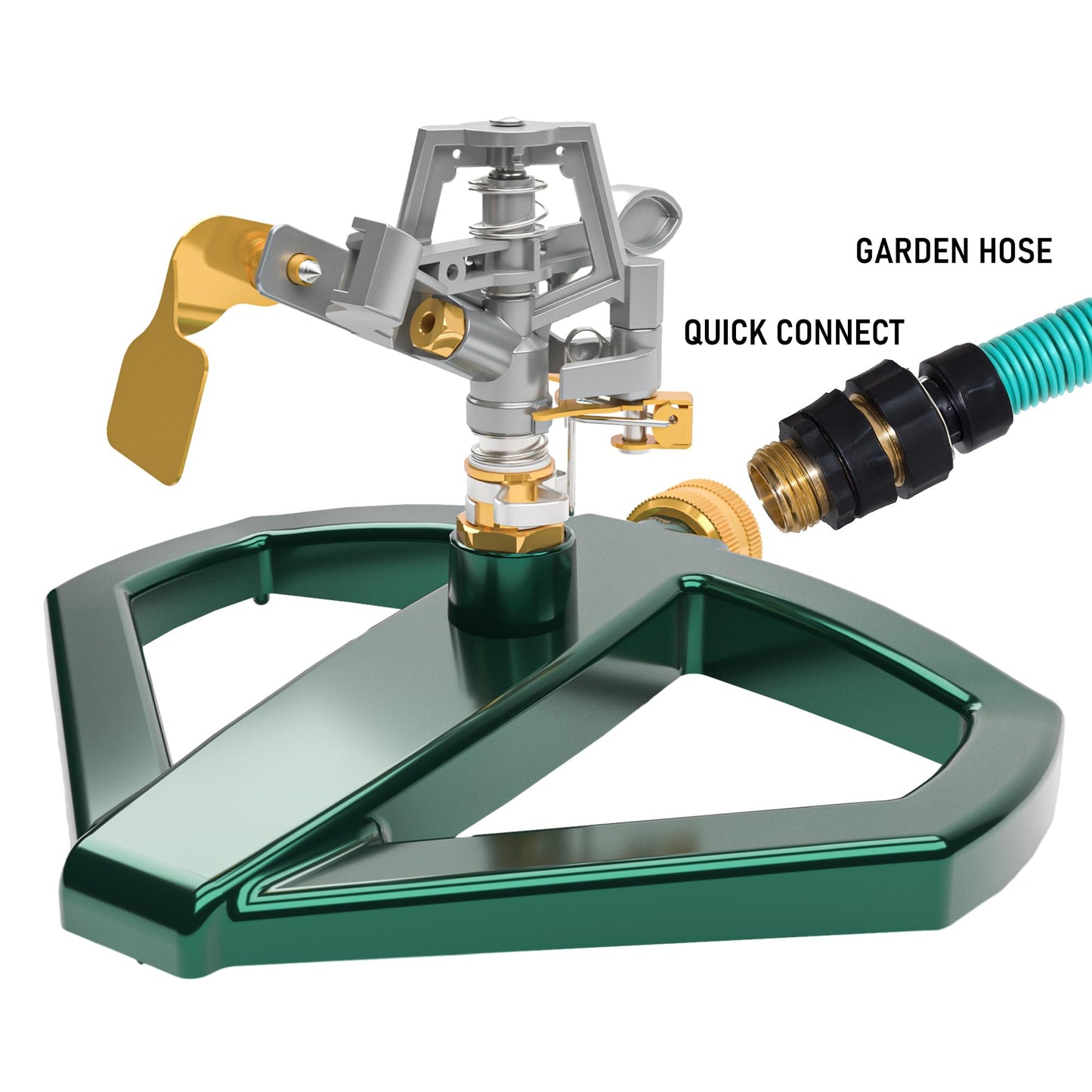 Hourleey Impact Sprinklers for Yard, Heavy Duty 360 Degree Rotating Pulsating Lawn Sprinkler with Metal Base for Garden Large Area, Water Coverage up to 5,800 Sq. Ft
