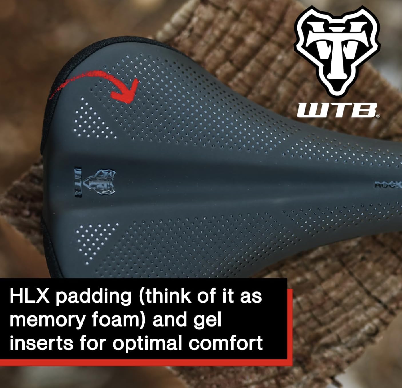 WTB Rocket Bike Saddle, Thick Padding, Medium Width, Mountain & Gravel (Steel Rail)